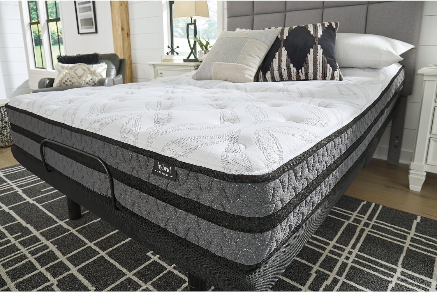 imageSignature Design by Ashley 12 Inch Pocketed Hybrid Medium Gel Memory Foam Mattress for Pressure Relief Lumbar Support and Temperature Regulating California KingTwin Mattress
