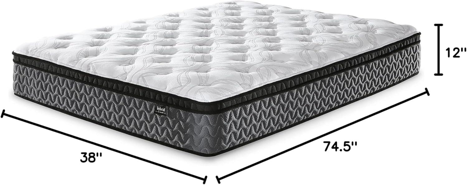 imageSignature Design by Ashley 12 Inch Pocketed Hybrid Medium Gel Memory Foam Mattress for Pressure Relief Lumbar Support and Temperature Regulating FullTwin Mattress