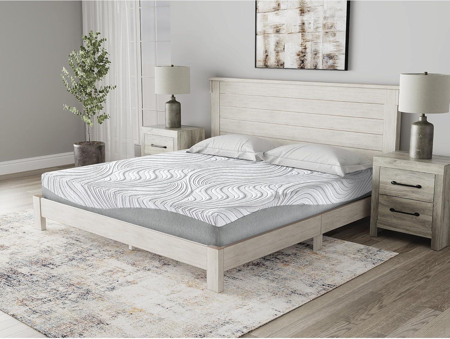 imageSignature Design by Ashley 8 Firm Full Mattress with Memory Foam Support Foam Knit Cover Adjustable Base Compatible 53 W x 745 D x 8 H WhiteFull Mattress
