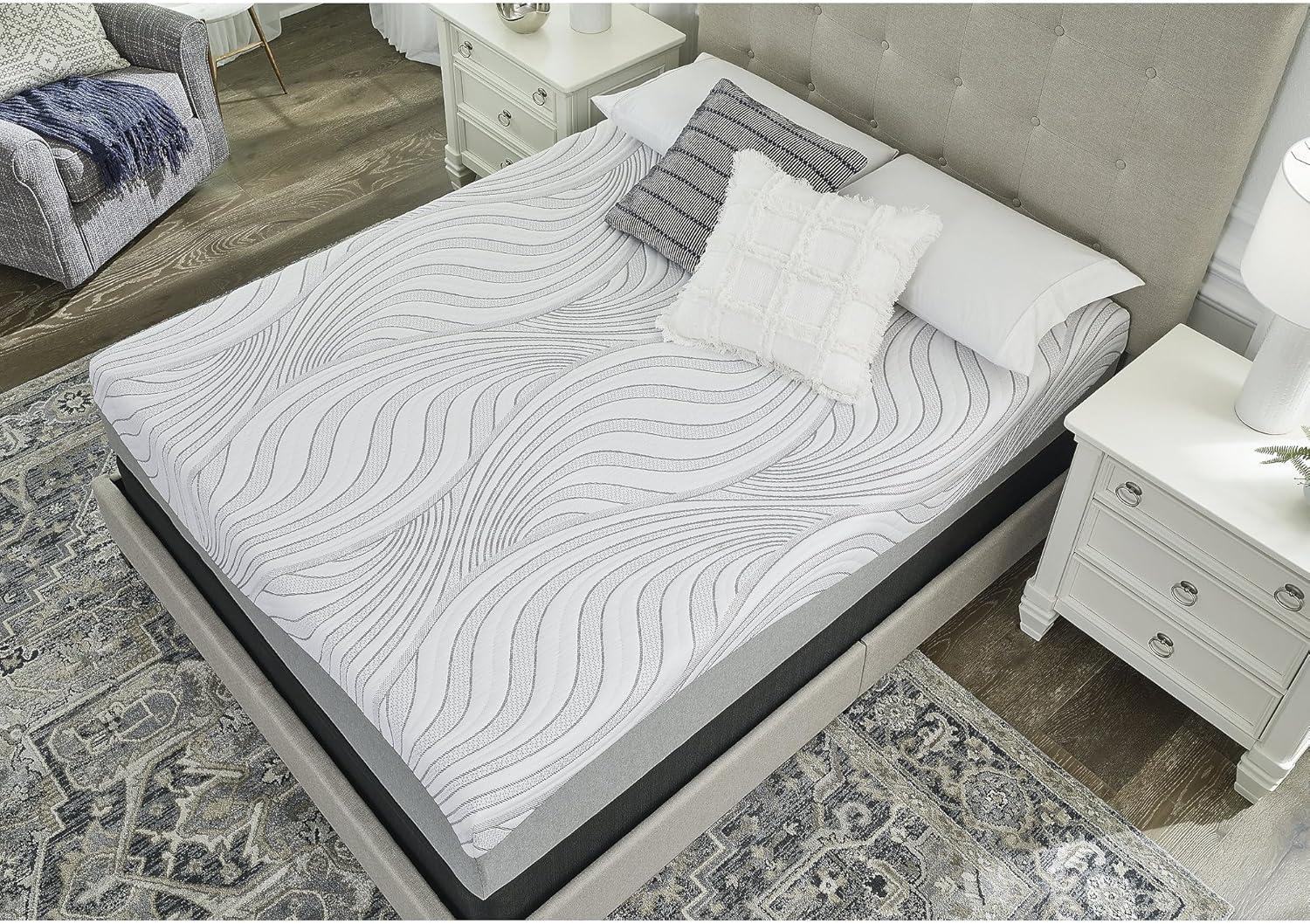imageSignature Design by Ashley 8 Firm Full Mattress with Memory Foam Support Foam Knit Cover Adjustable Base Compatible 53 W x 745 D x 8 H WhiteTwin Mattress