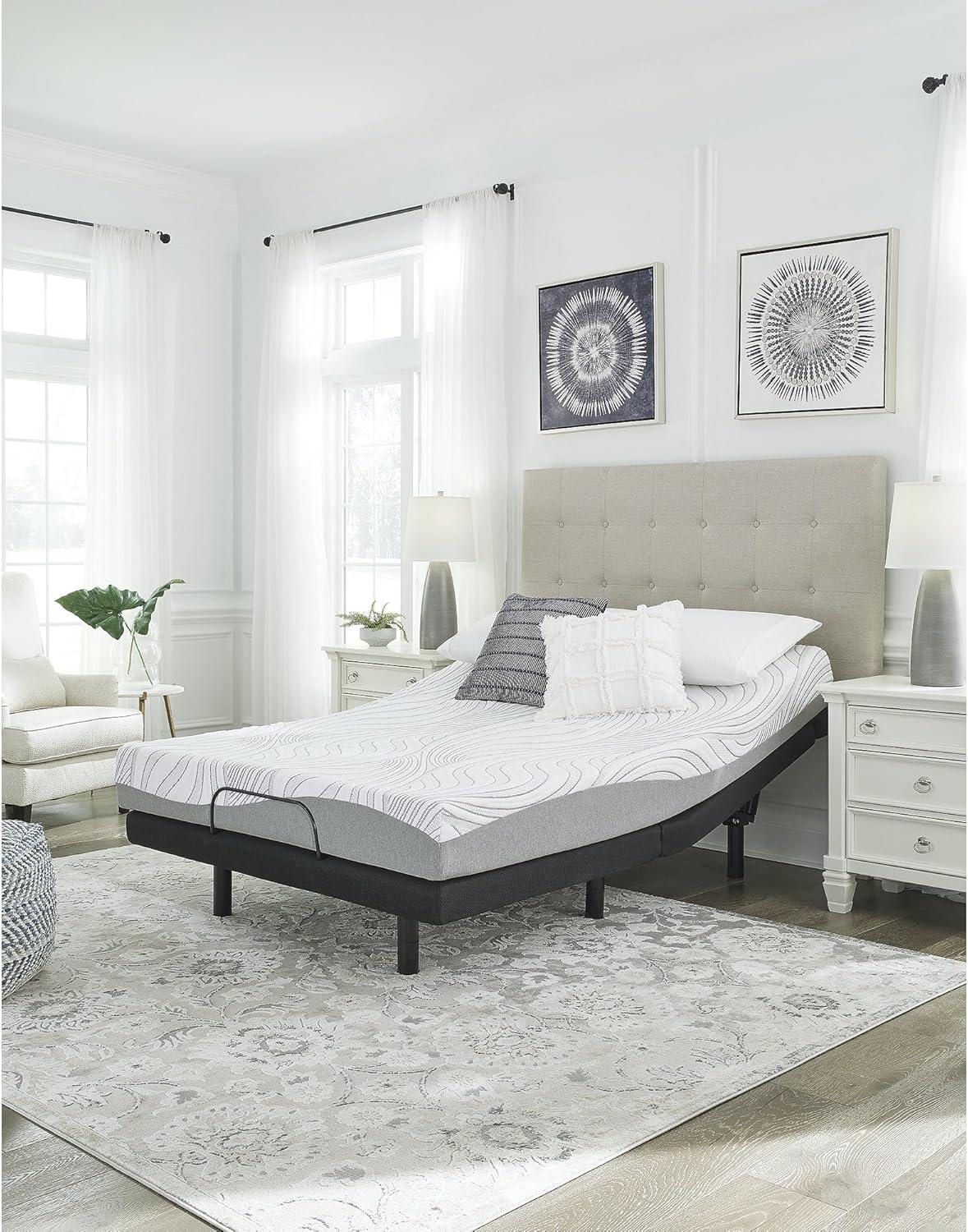 imageSignature Design by Ashley 8 Firm Full Mattress with Memory Foam Support Foam Knit Cover Adjustable Base Compatible 53 W x 745 D x 8 H WhiteTwin Mattress