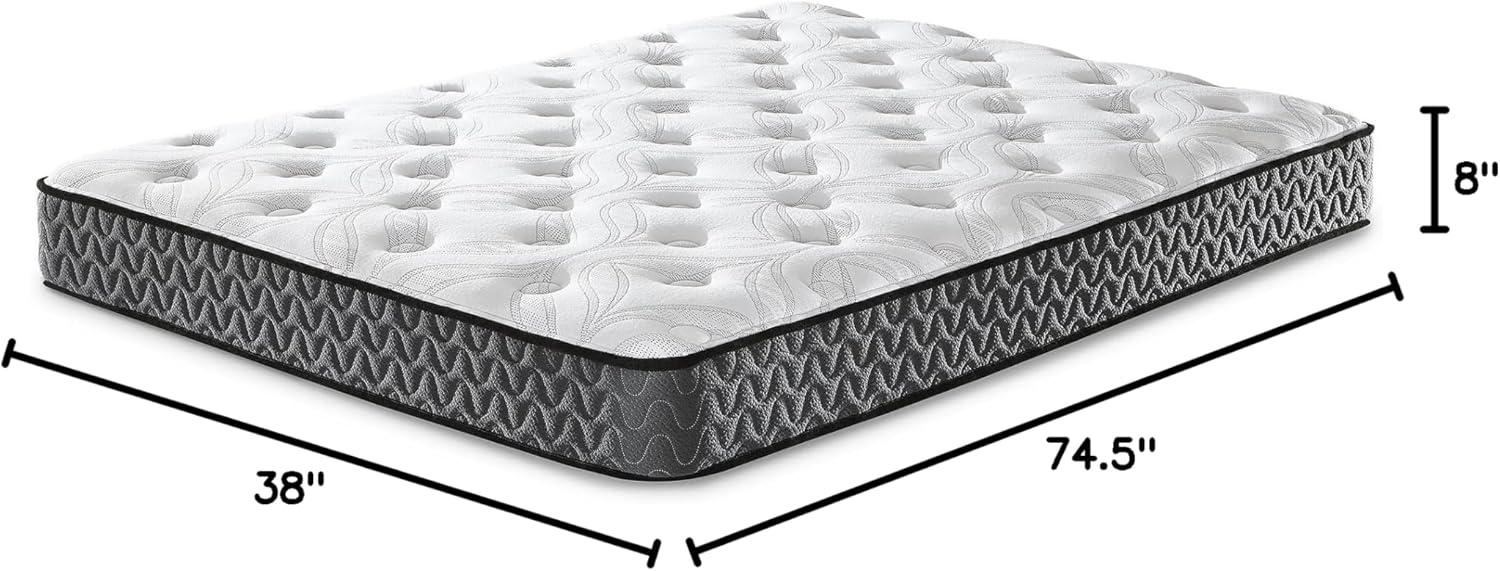 imageSignature Design by Ashley 8 Inch Bonnell Hybrid Firm Mattress for Edge Support FullTwin Mattress