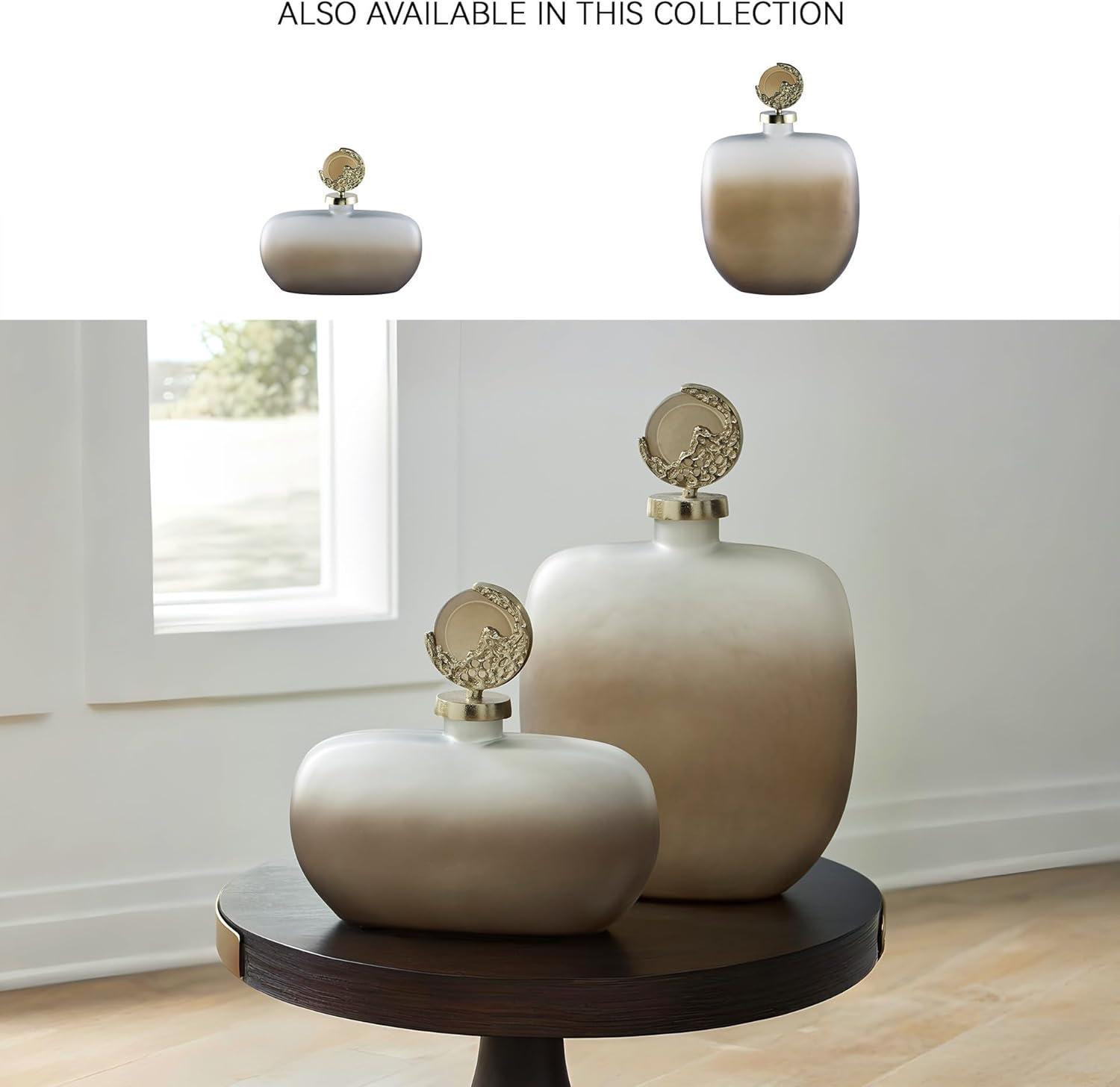 imageSignature Design by Ashley Acario Traditional Frosted Glass Jar with Cast Aluminum Topper Light Brown amp Metallic3046 Ounces