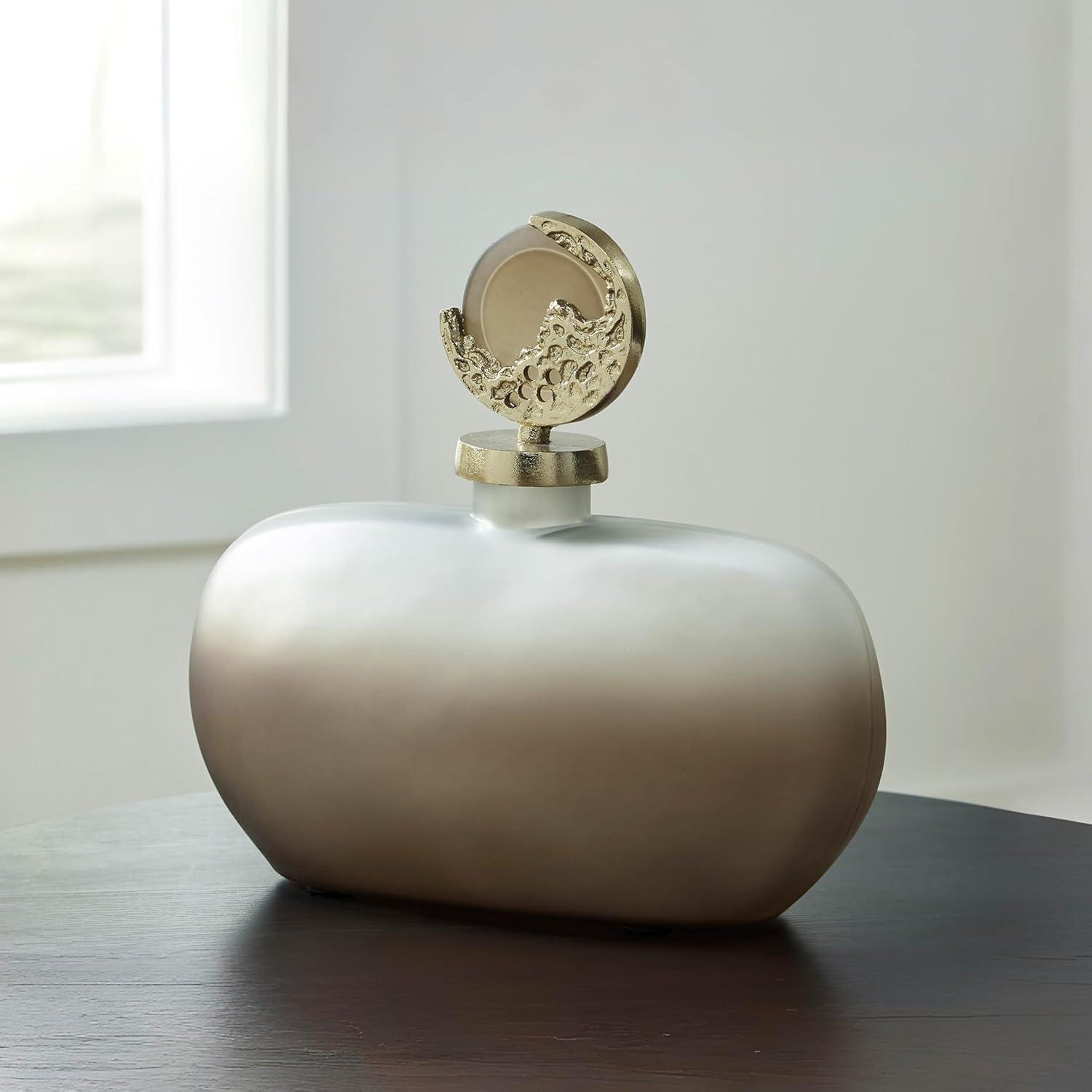 imageSignature Design by Ashley Acario Traditional Frosted Glass Jar with Cast Aluminum Topper Light Brown amp Metallic3046 Ounces