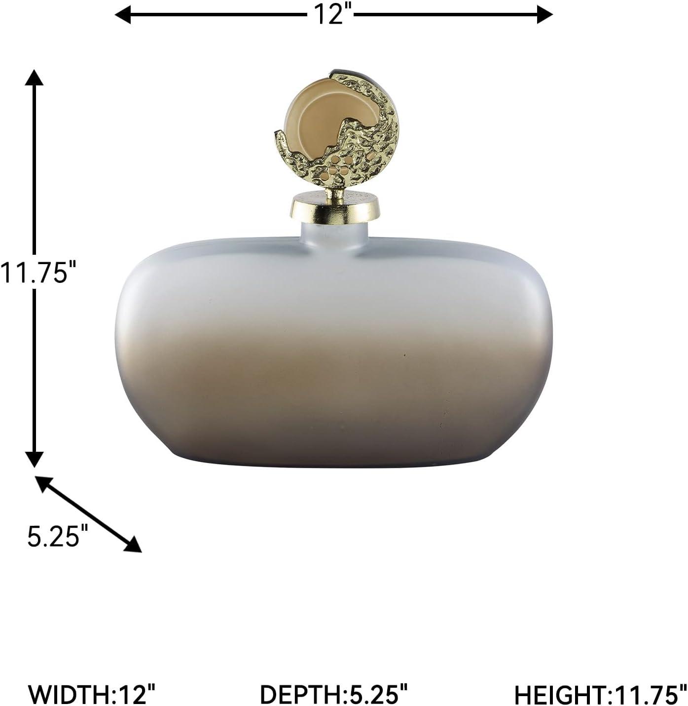 imageSignature Design by Ashley Acario Traditional Frosted Glass Jar with Cast Aluminum Topper Light Brown amp Metallic3046 Ounces