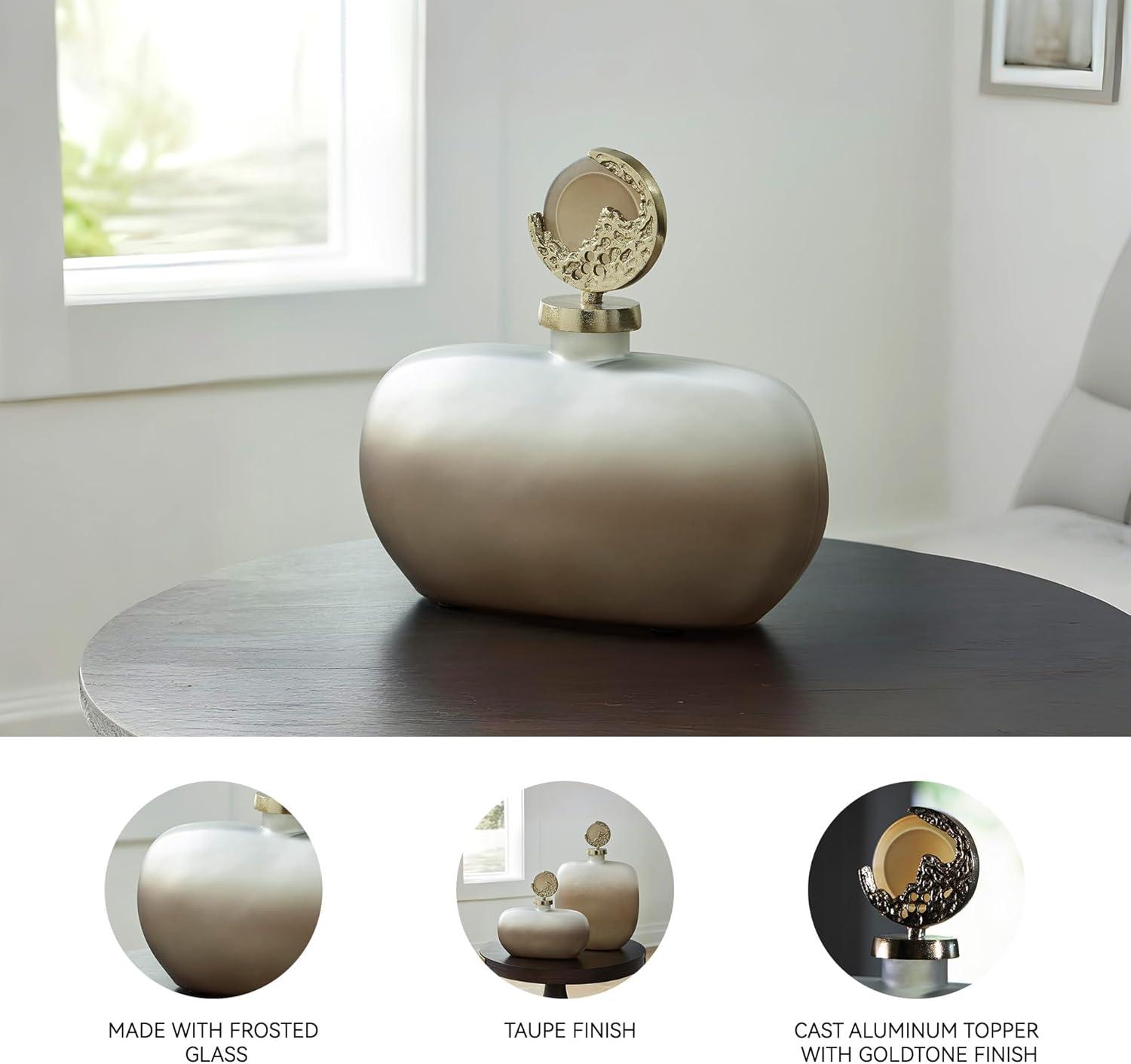 imageSignature Design by Ashley Acario Traditional Frosted Glass Jar with Cast Aluminum Topper Light Brown amp Metallic3046 Ounces