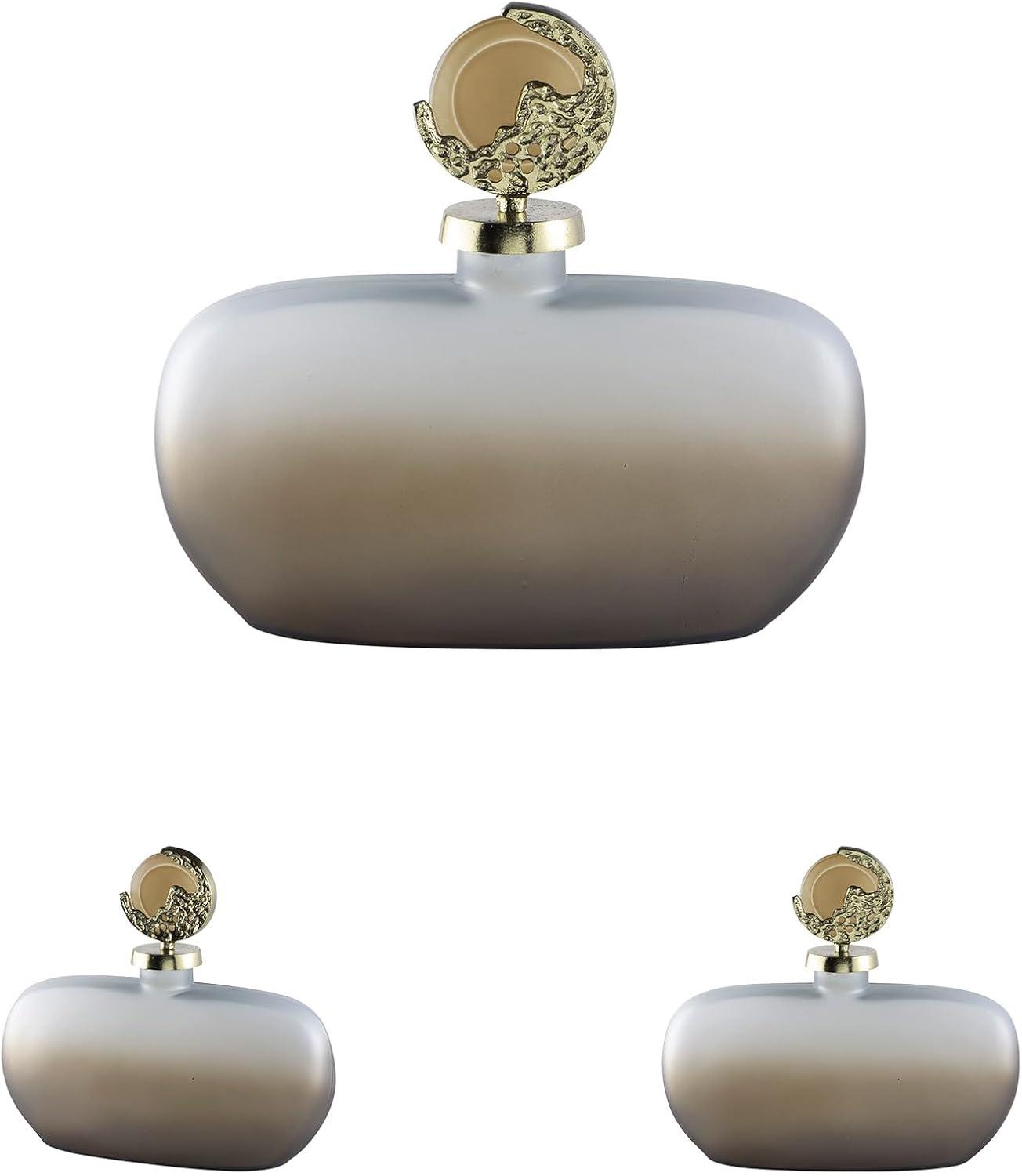 imageSignature Design by Ashley Acario Traditional Frosted Glass Jar with Cast Aluminum Topper Light Brown amp Metallic3046 Ounces