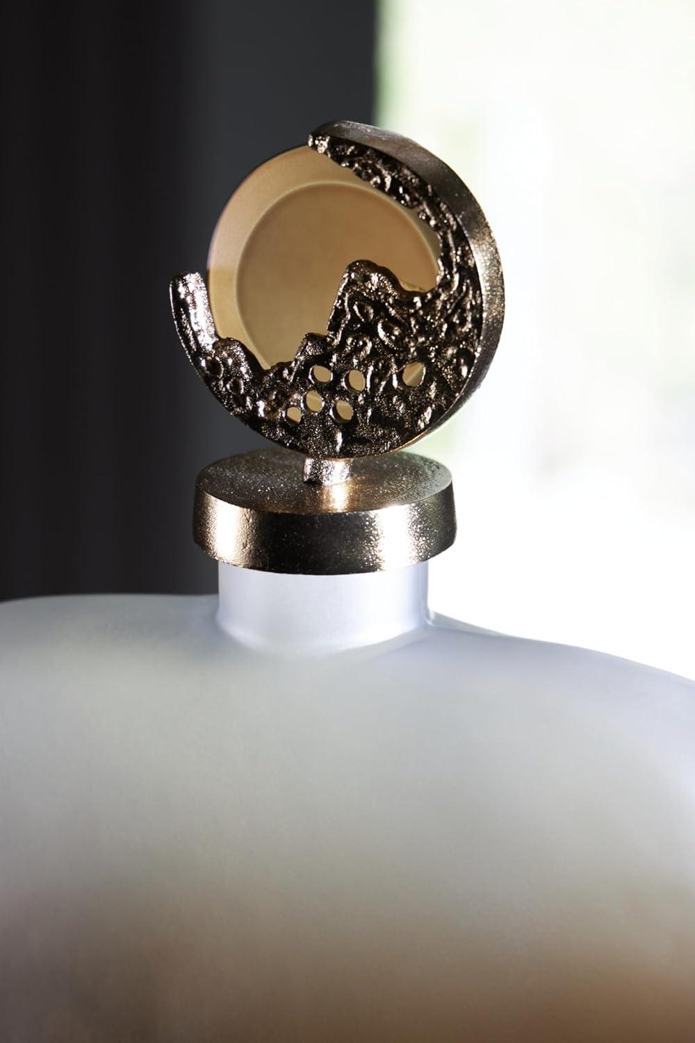 imageSignature Design by Ashley Acario Traditional Frosted Glass Jar with Cast Aluminum Topper Light Brown amp Metallic4186 Ounces