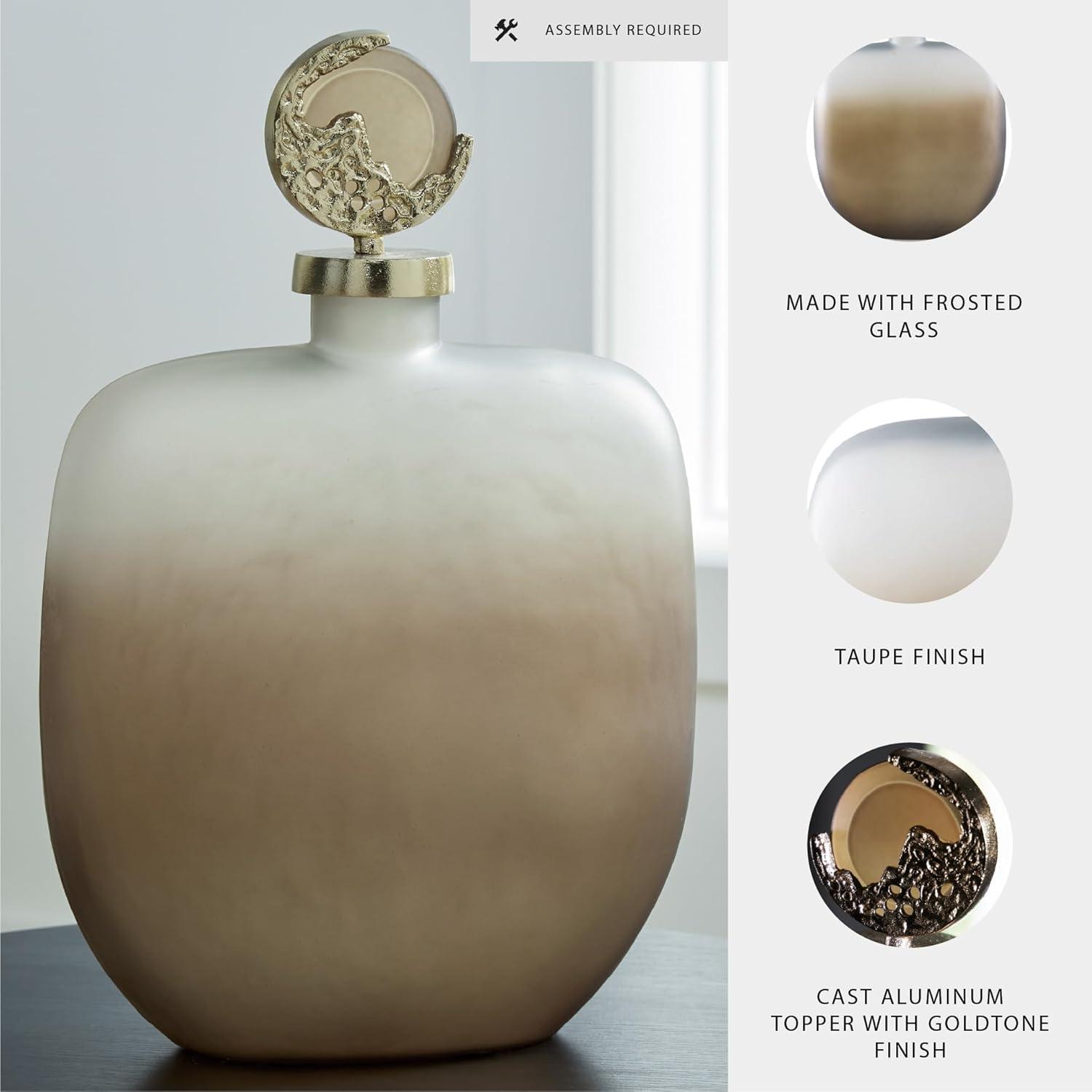 imageSignature Design by Ashley Acario Traditional Frosted Glass Jar with Cast Aluminum Topper Light Brown amp Metallic4186 Ounces