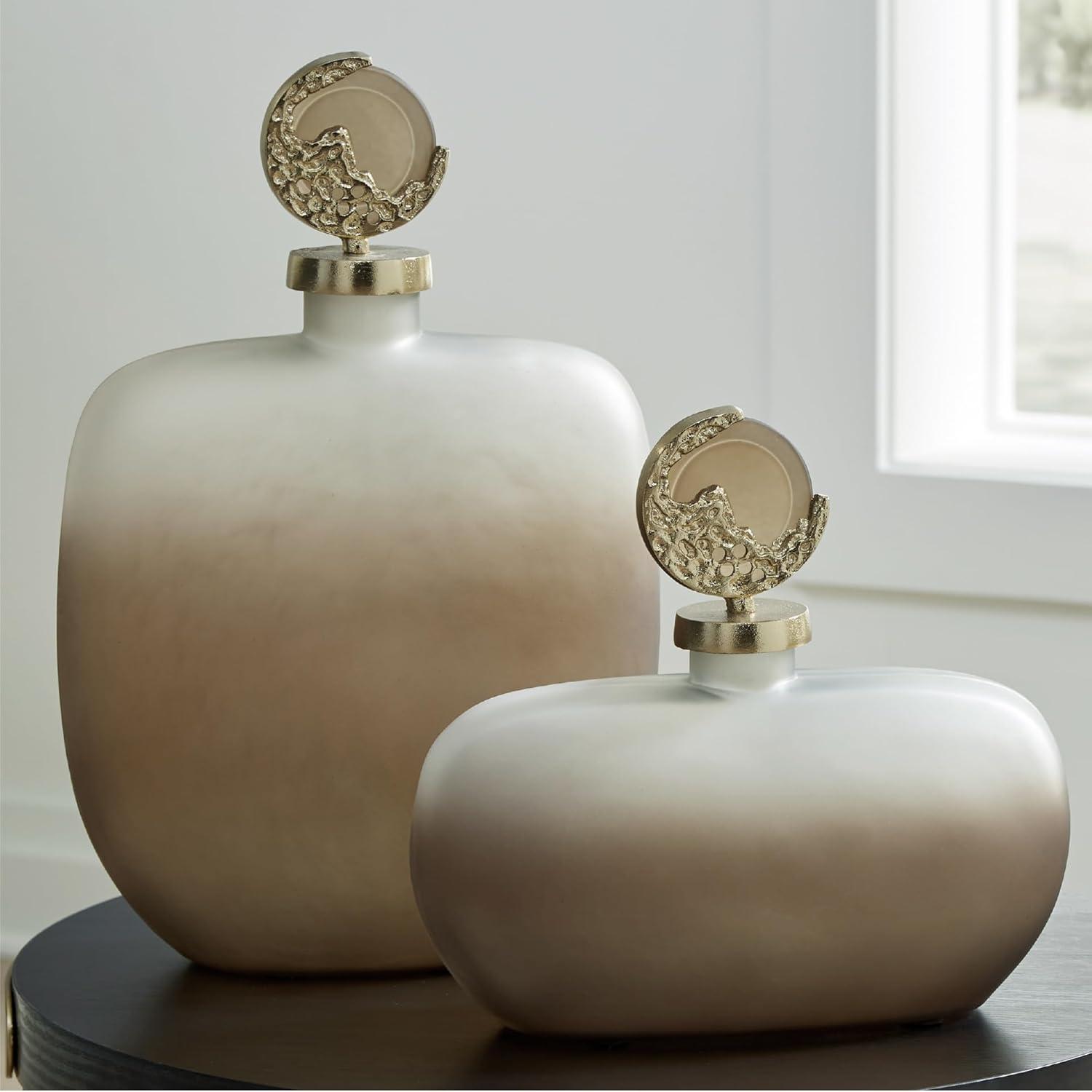 imageSignature Design by Ashley Acario Traditional Frosted Glass Jar with Cast Aluminum Topper Light Brown amp Metallic4186 Ounces