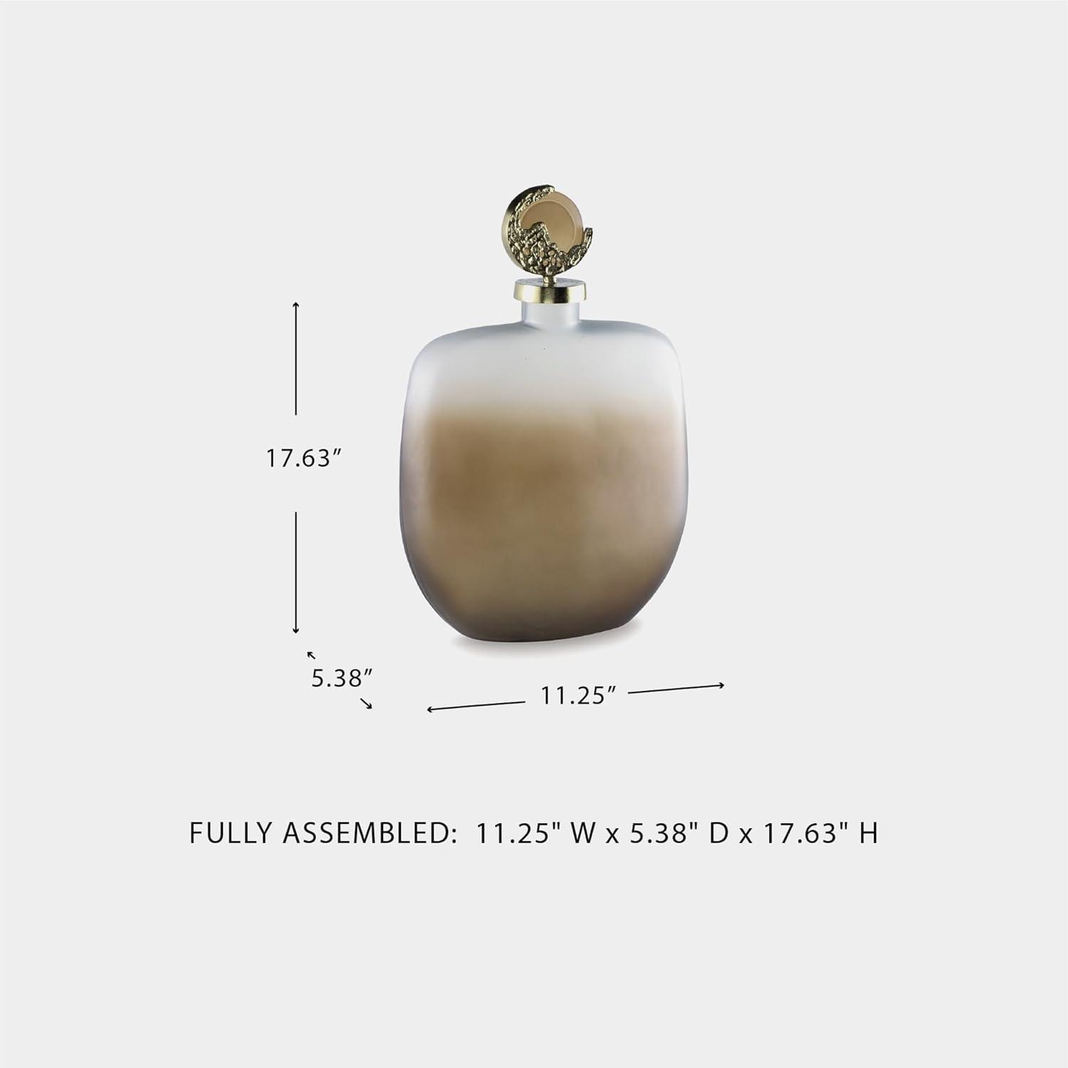 imageSignature Design by Ashley Acario Traditional Frosted Glass Jar with Cast Aluminum Topper Light Brown amp Metallic4186 Ounces