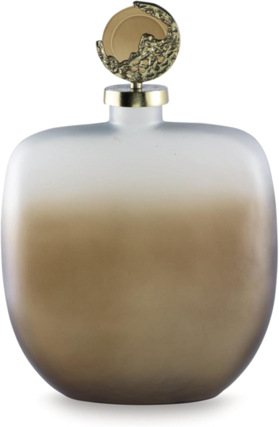 imageSignature Design by Ashley Acario Traditional Frosted Glass Jar with Cast Aluminum Topper Light Brown amp Metallic4186 Ounces