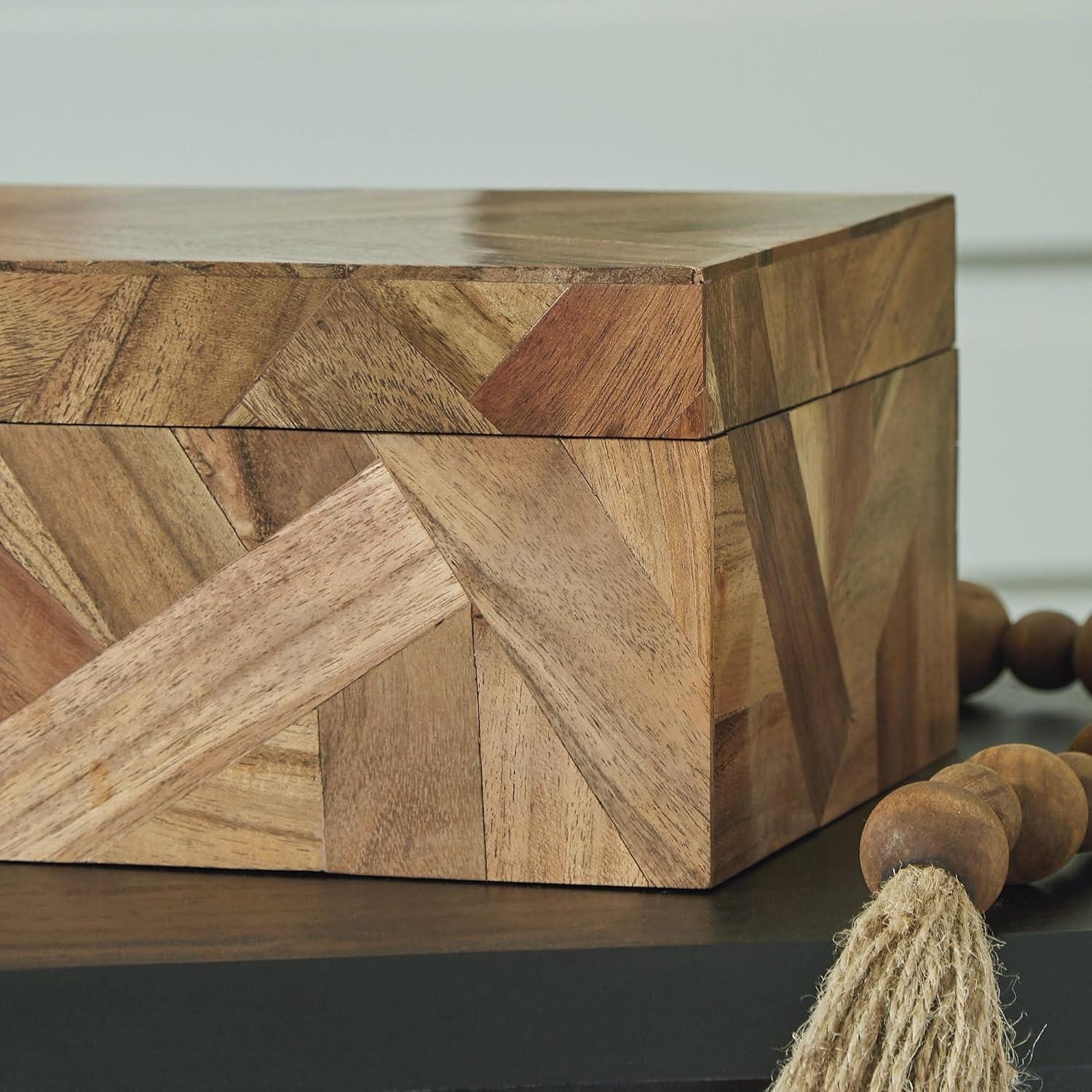 imageSignature Design by Ashley Aldenburg Hexagonal Modern Mosaic Box Set Set of 2 White amp Light BrownBrown