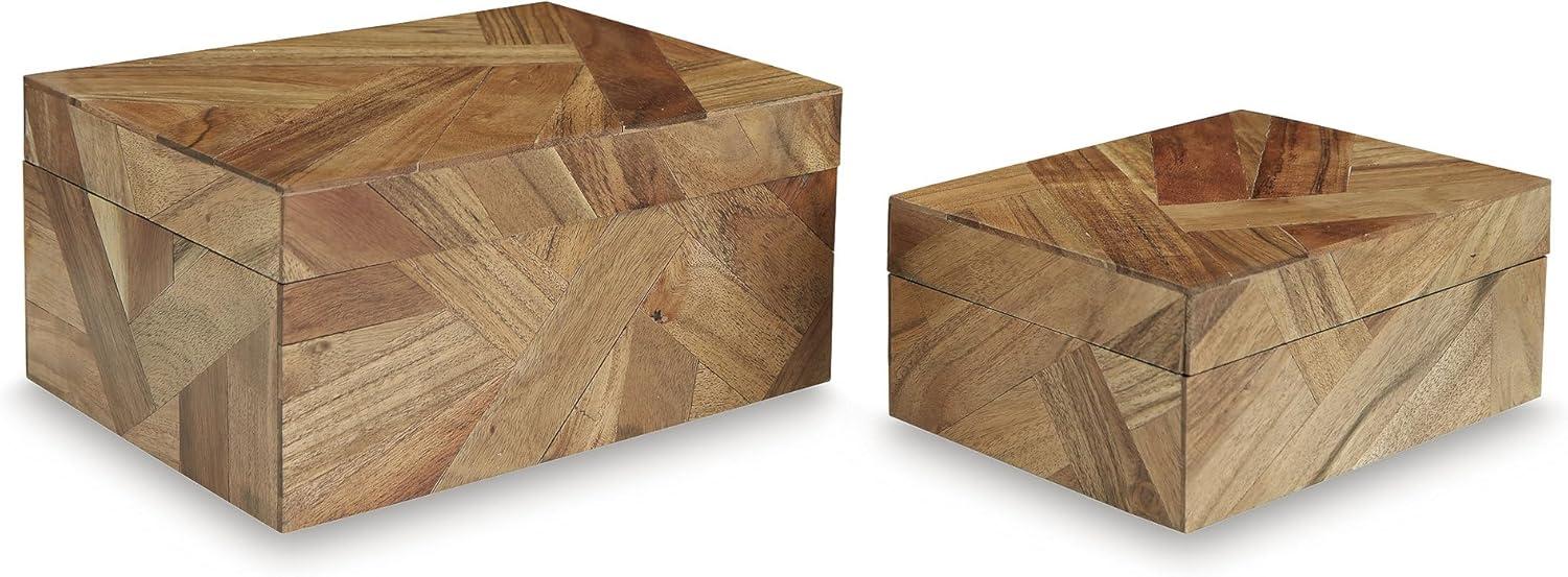 imageSignature Design by Ashley Aldenburg Hexagonal Modern Mosaic Box Set Set of 2 White amp Light BrownBrown