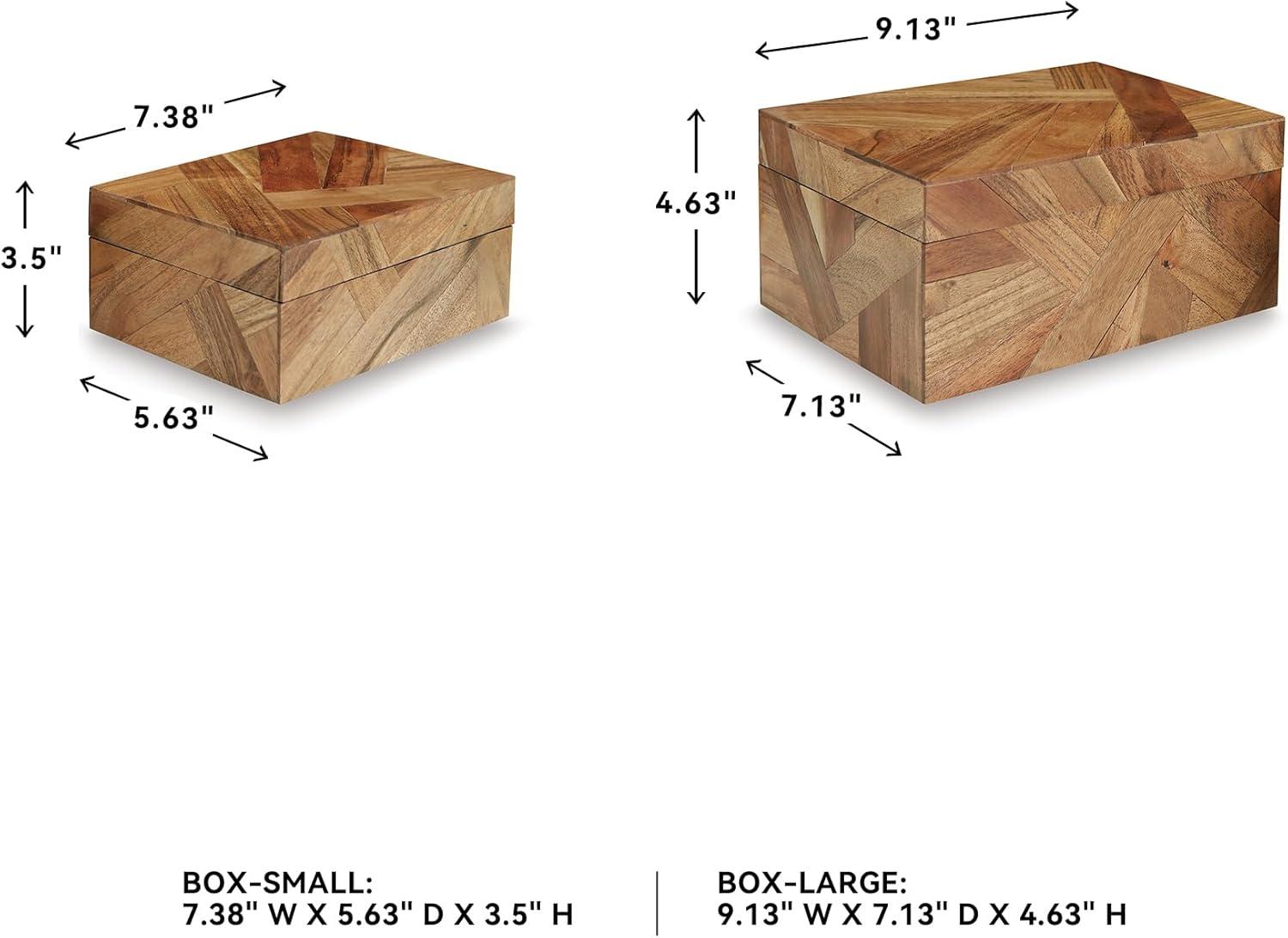 imageSignature Design by Ashley Aldenburg Hexagonal Modern Mosaic Box Set Set of 2 White amp Light BrownBrown