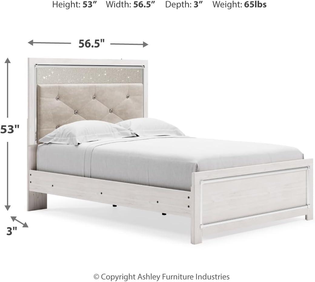 imageSignature Design by Ashley Altyra Modern King Tufted Panel Bookcase Bed Foundation or Box Spring Not Needed WhiteFull Panel Headboard Only