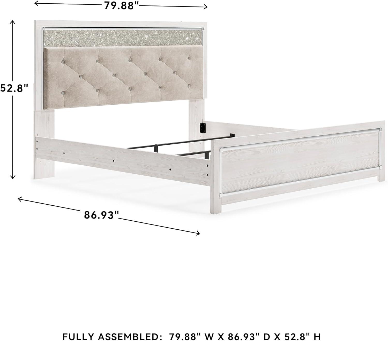 imageSignature Design by Ashley Altyra Modern King Tufted Panel Bookcase Bed Foundation or Box Spring Not Needed WhiteKing Panel Bed