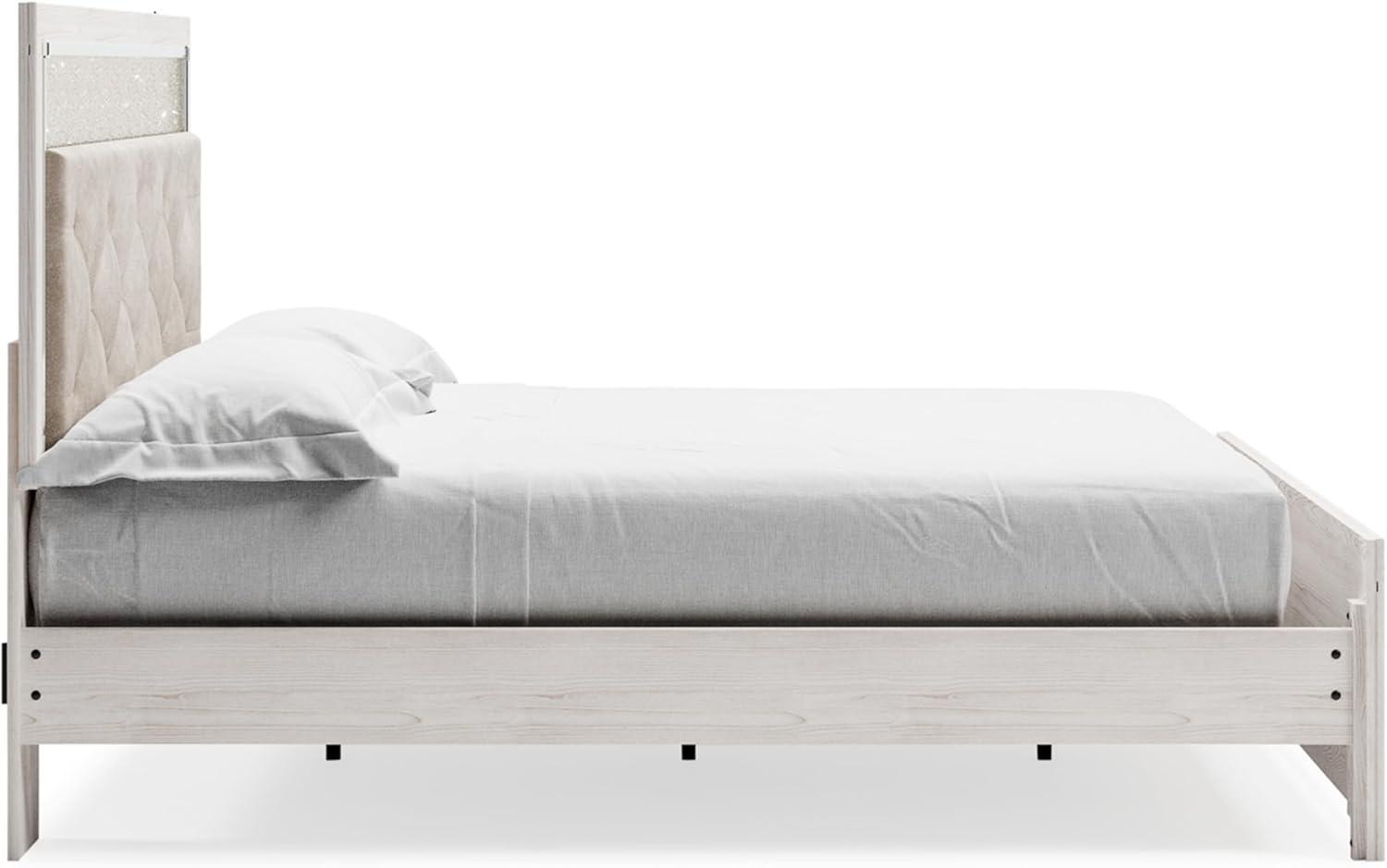 imageSignature Design by Ashley Altyra Modern King Tufted Panel Bookcase Bed Foundation or Box Spring Not Needed WhiteKing Panel Bedwith Rails