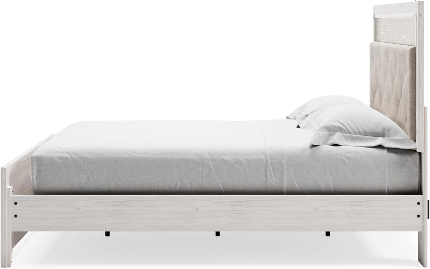 imageSignature Design by Ashley Altyra Modern King Tufted Panel Bookcase Bed Foundation or Box Spring Not Needed WhiteKing Panel Bedwith Rails