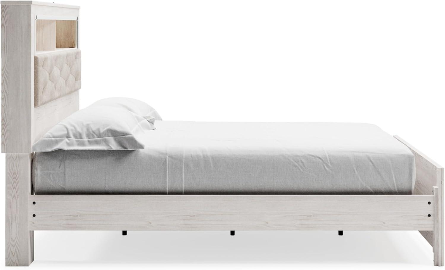 imageSignature Design by Ashley Altyra Modern King Tufted Panel Bookcase Bed Foundation or Box Spring Not Needed WhiteKing Panel Bookcase Bed with Roll Slats