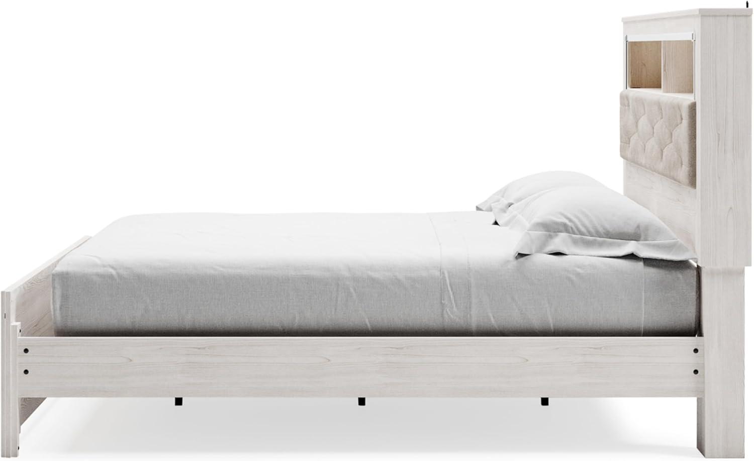 imageSignature Design by Ashley Altyra Modern King Tufted Panel Bookcase Bed Foundation or Box Spring Not Needed WhiteKing Panel Bookcase Bed with Roll Slats