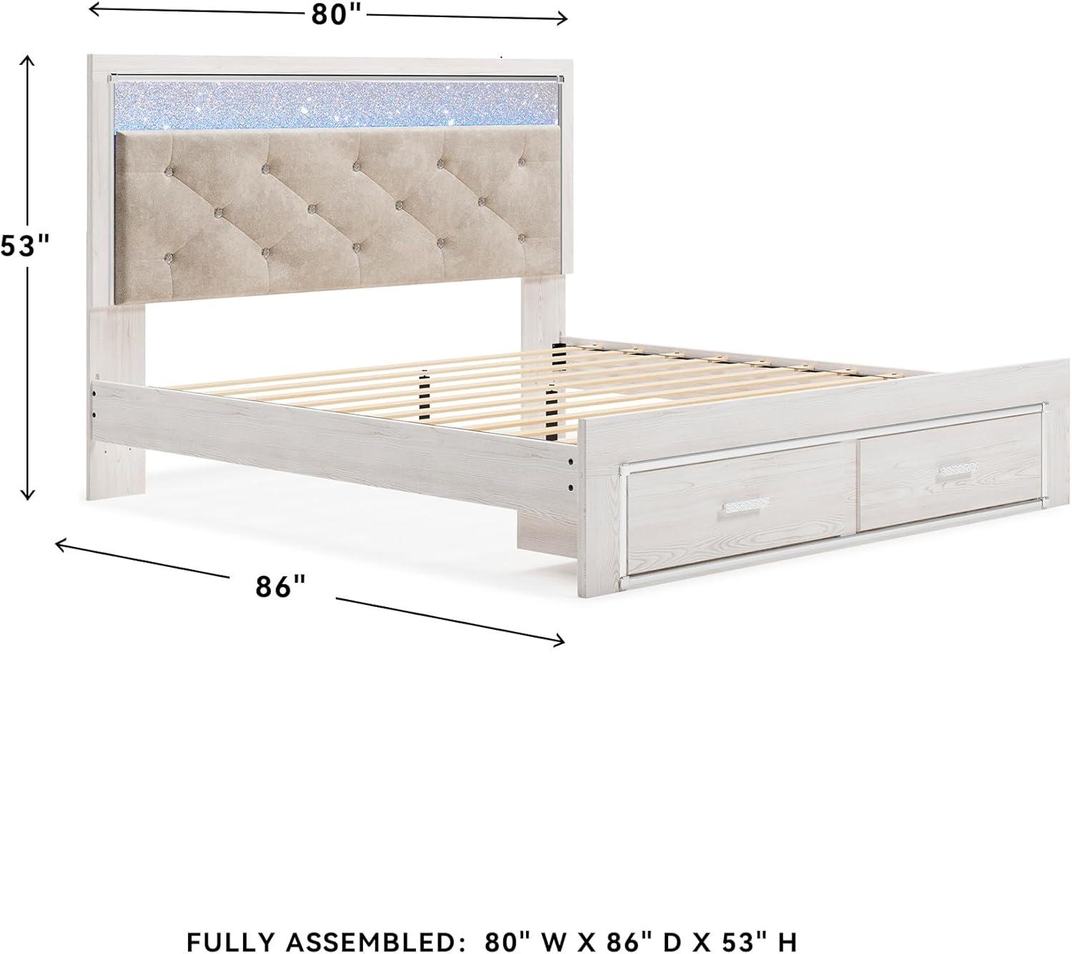 imageSignature Design by Ashley Altyra Modern King Tufted Panel Bookcase Bed Foundation or Box Spring Not Needed WhiteKing Panel Storage Bed