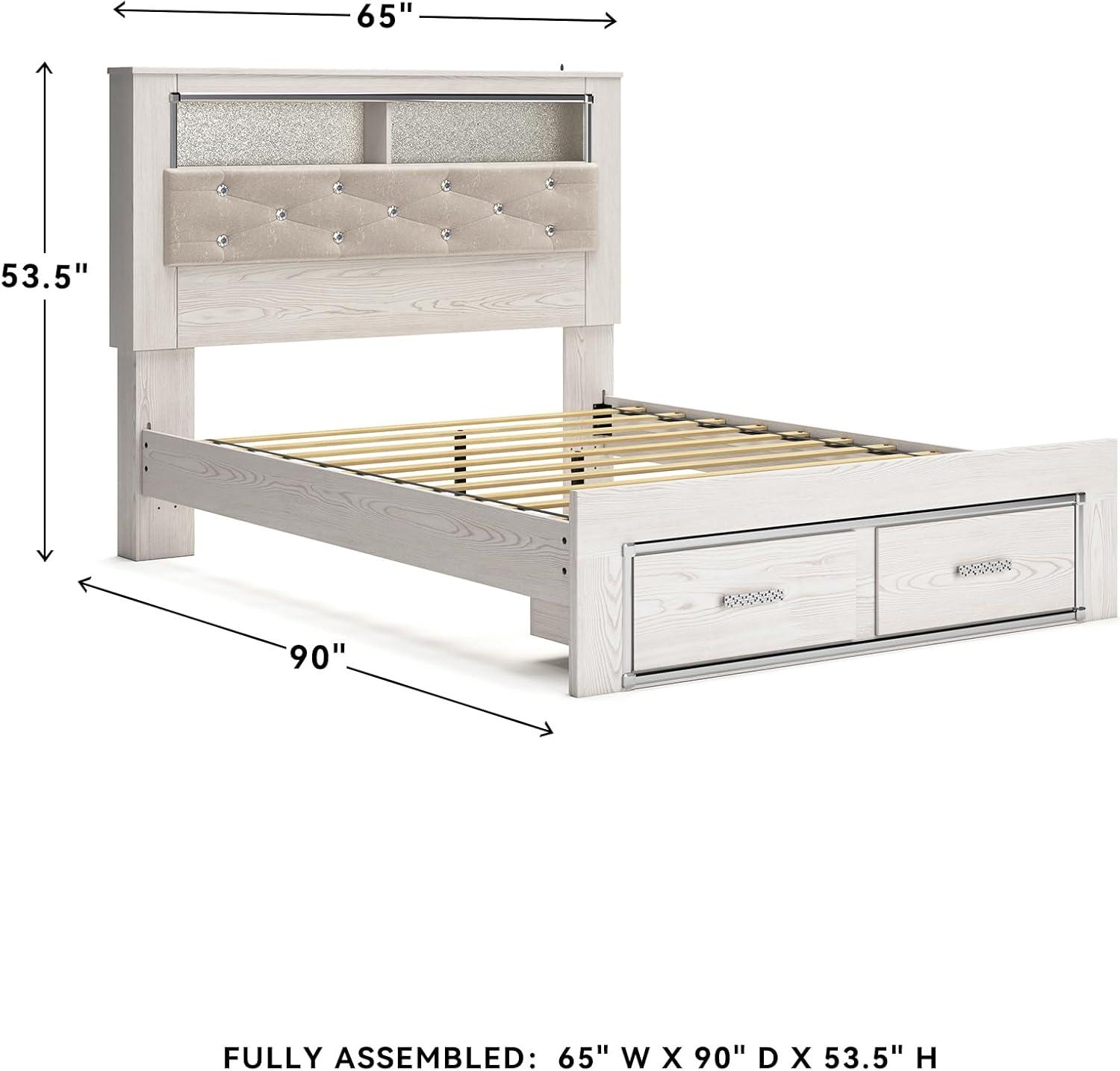 imageSignature Design by Ashley Altyra Modern King Tufted Panel Bookcase Bed Foundation or Box Spring Not Needed WhiteQueen Bookcase Bed with Storage