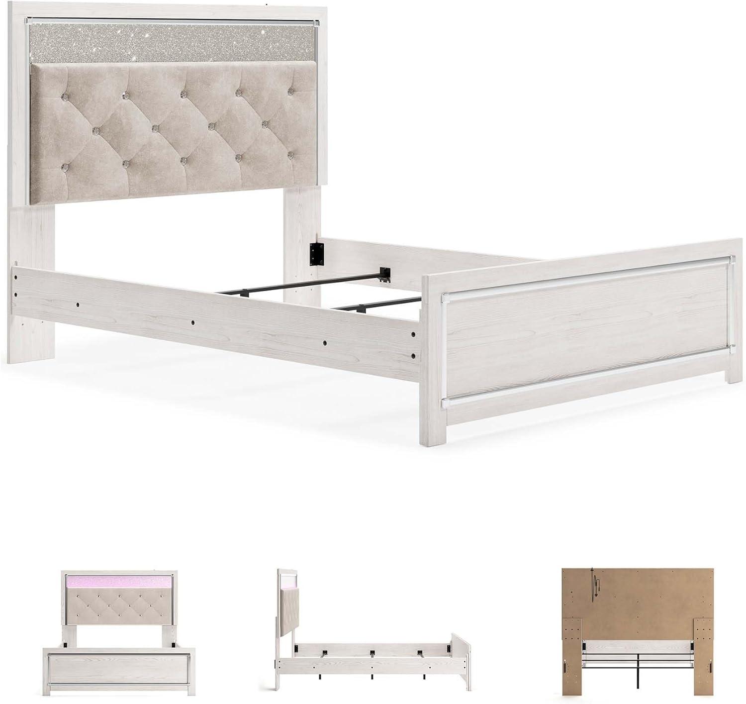 imageSignature Design by Ashley Altyra Modern King Tufted Panel Bookcase Bed Foundation or Box Spring Not Needed WhiteQueen Panel Bed