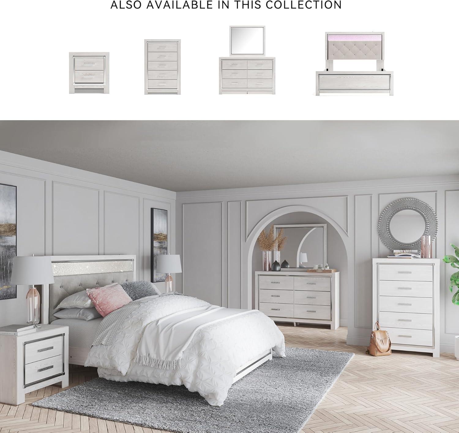 imageSignature Design by Ashley Altyra Modern King Tufted Panel Bookcase Bed Foundation or Box Spring Not Needed WhiteQueen Panel Bed