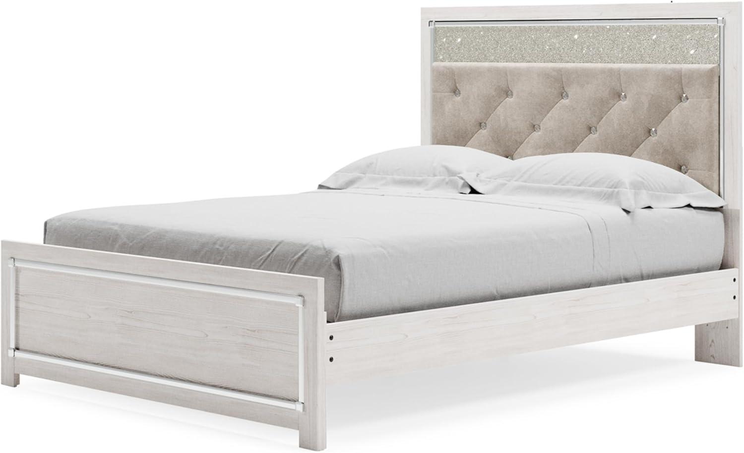 imageSignature Design by Ashley Altyra Modern King Tufted Panel Bookcase Bed Foundation or Box Spring Not Needed WhiteQueen Panel Bedwith Slats