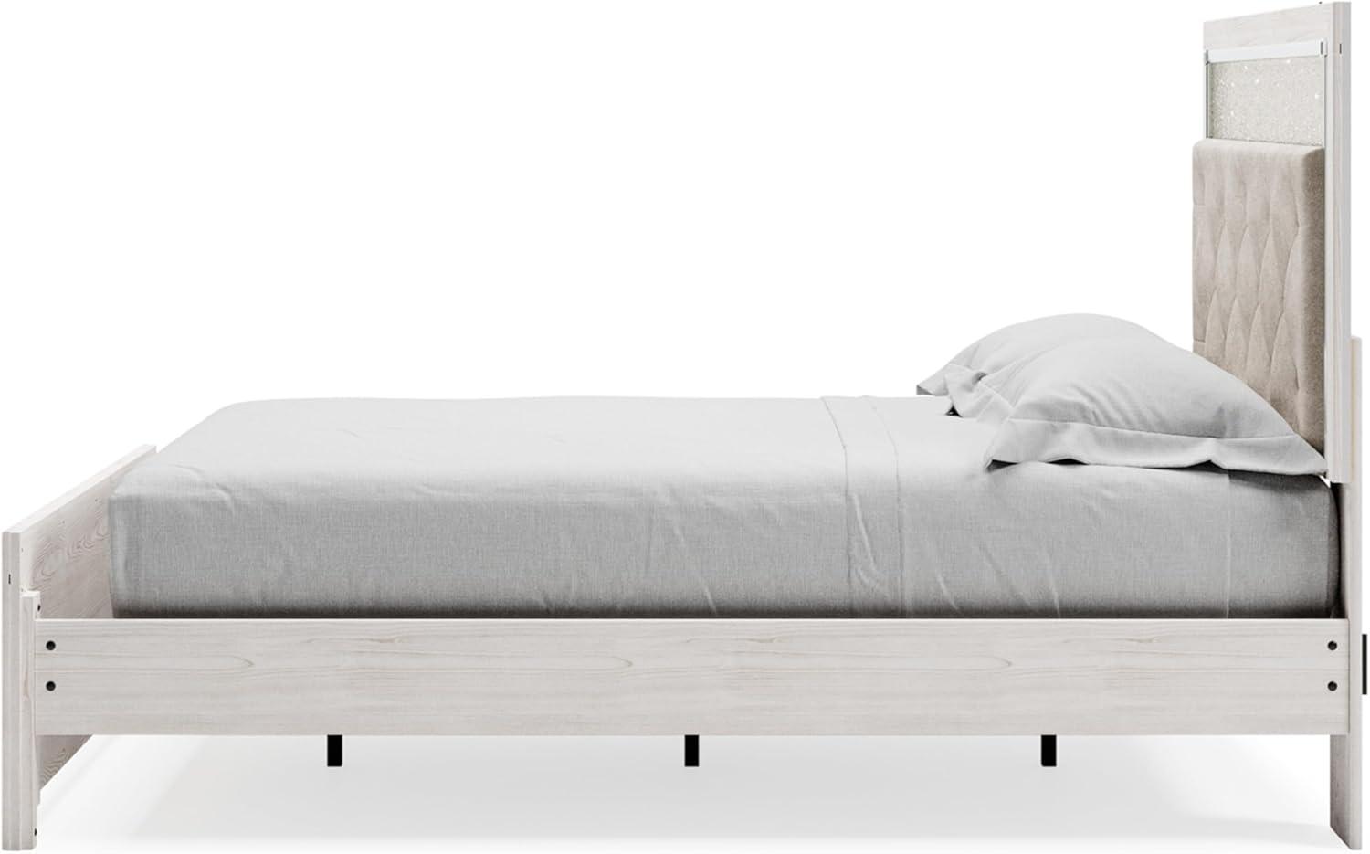 imageSignature Design by Ashley Altyra Modern King Tufted Panel Bookcase Bed Foundation or Box Spring Not Needed WhiteQueen Panel Bedwith Slats