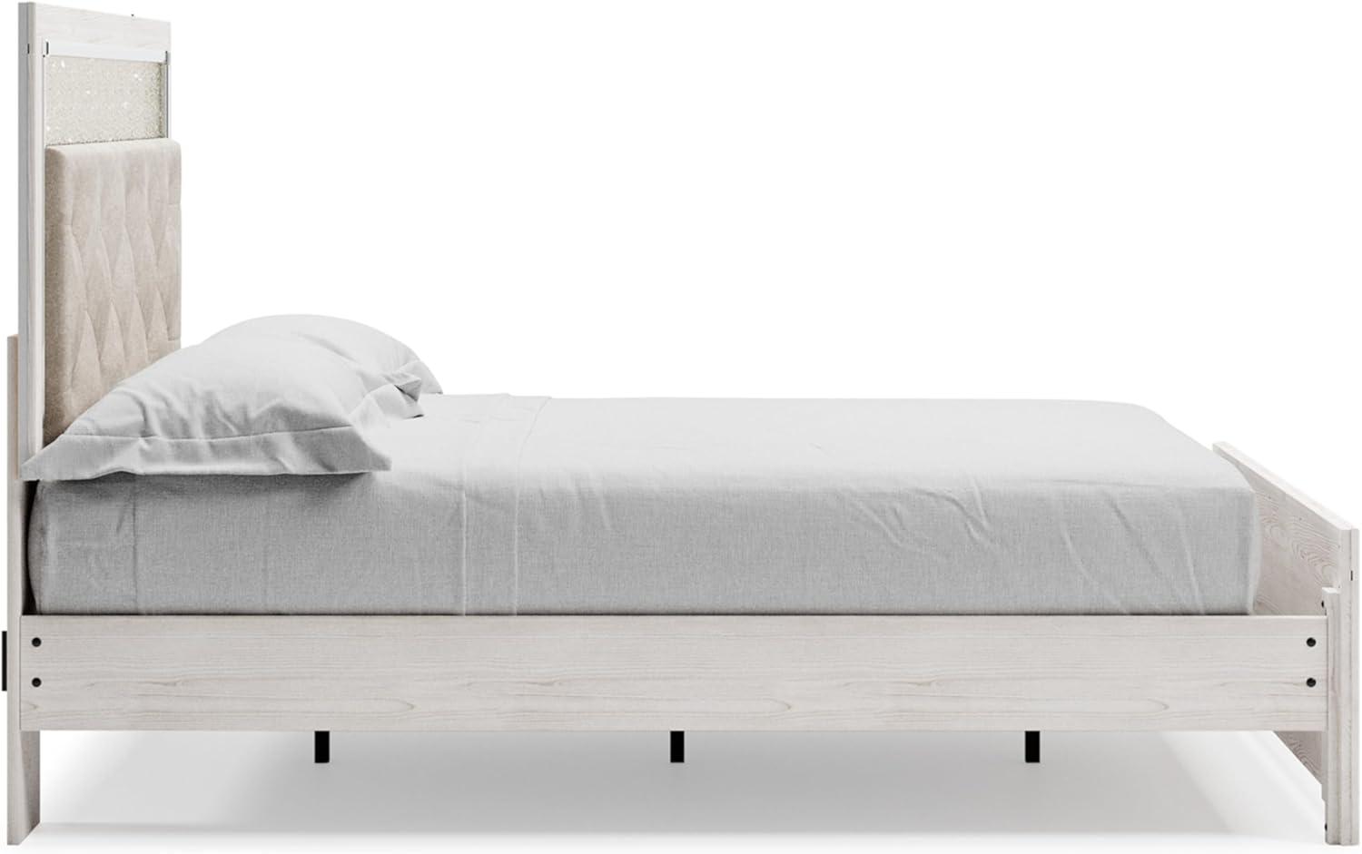 imageSignature Design by Ashley Altyra Modern King Tufted Panel Bookcase Bed Foundation or Box Spring Not Needed WhiteQueen Panel Bedwith Slats