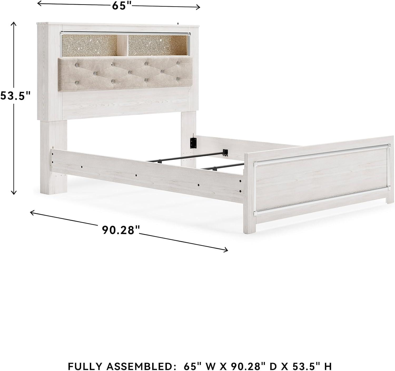 imageSignature Design by Ashley Altyra Modern King Tufted Panel Bookcase Bed Foundation or Box Spring Not Needed WhiteQueen Panel Bookcase Bed