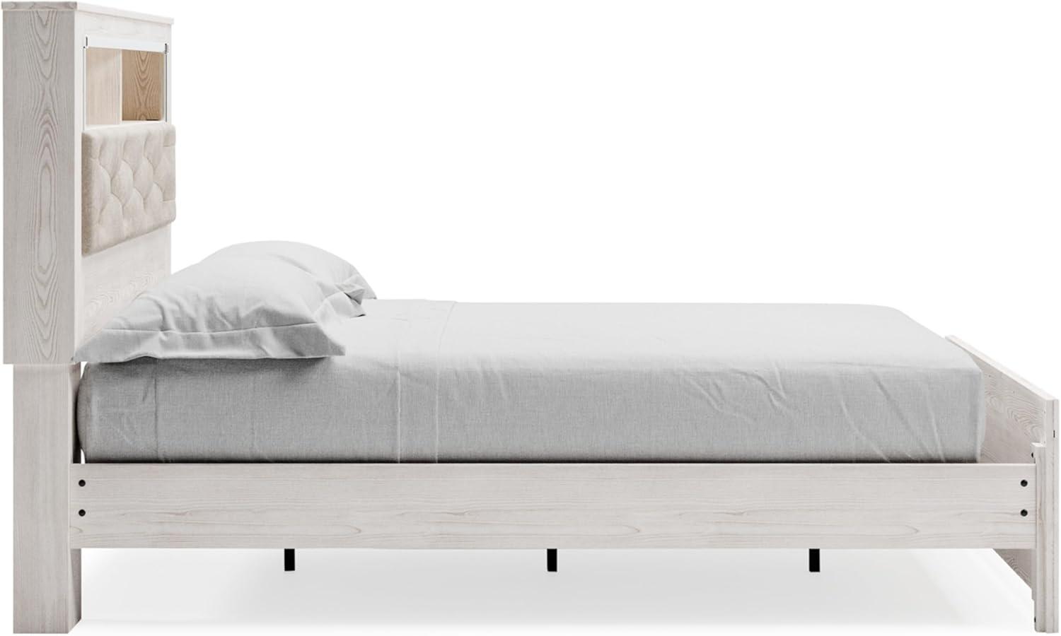 imageSignature Design by Ashley Altyra Modern King Tufted Panel Bookcase Bed Foundation or Box Spring Not Needed WhiteQueen Panel Bookcase Bed with Slats