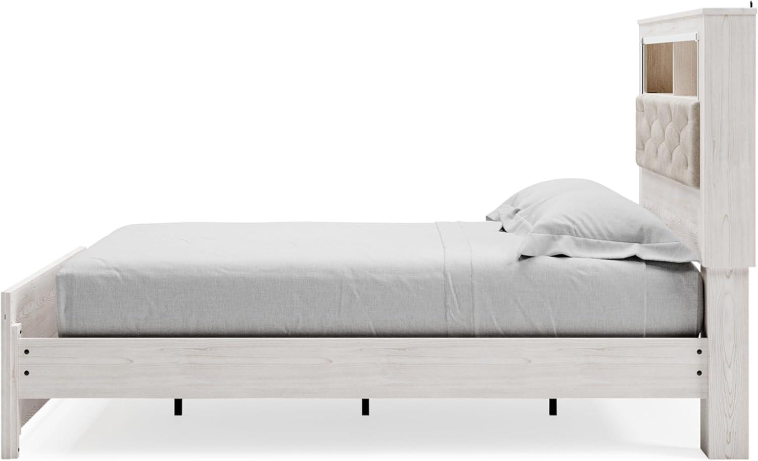 imageSignature Design by Ashley Altyra Modern King Tufted Panel Bookcase Bed Foundation or Box Spring Not Needed WhiteQueen Panel Bookcase Bed with Slats