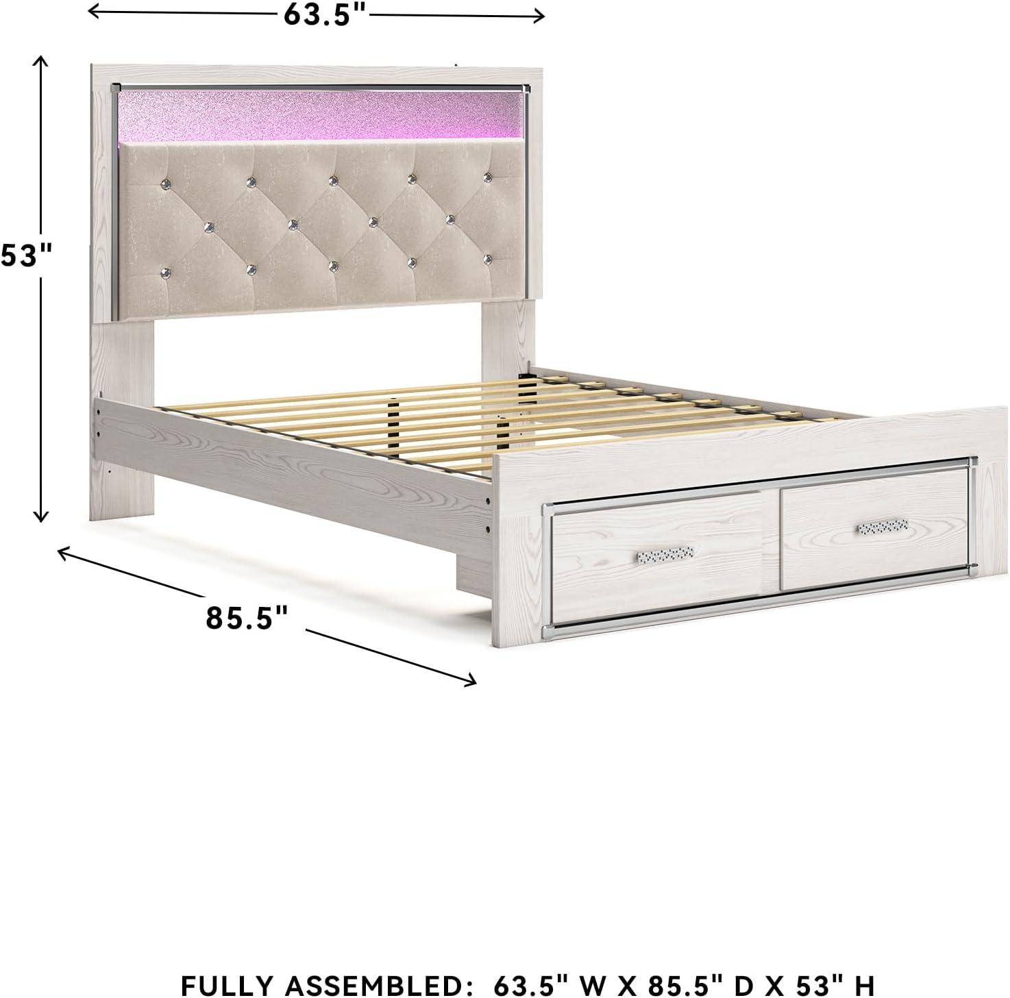 imageSignature Design by Ashley Altyra Modern King Tufted Panel Bookcase Bed Foundation or Box Spring Not Needed WhiteQueen Storage Bed