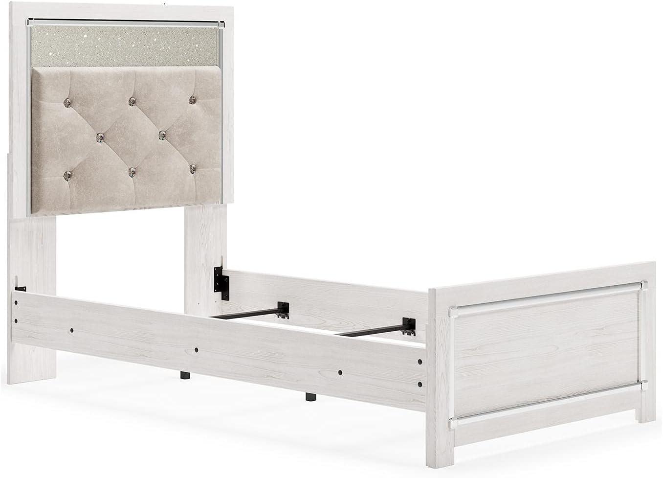 imageSignature Design by Ashley Altyra Modern King Tufted Panel Bookcase Bed Foundation or Box Spring Not Needed WhiteTwin Panel Headboard Only