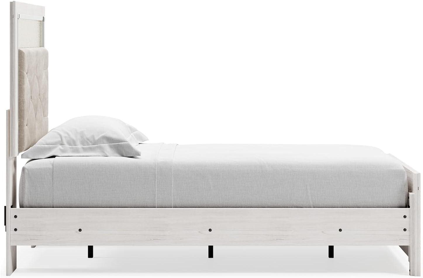 imageSignature Design by Ashley Altyra Modern King Tufted Panel Bookcase Bed Foundation or Box Spring Not Needed WhiteTwin Panel Headboard Only