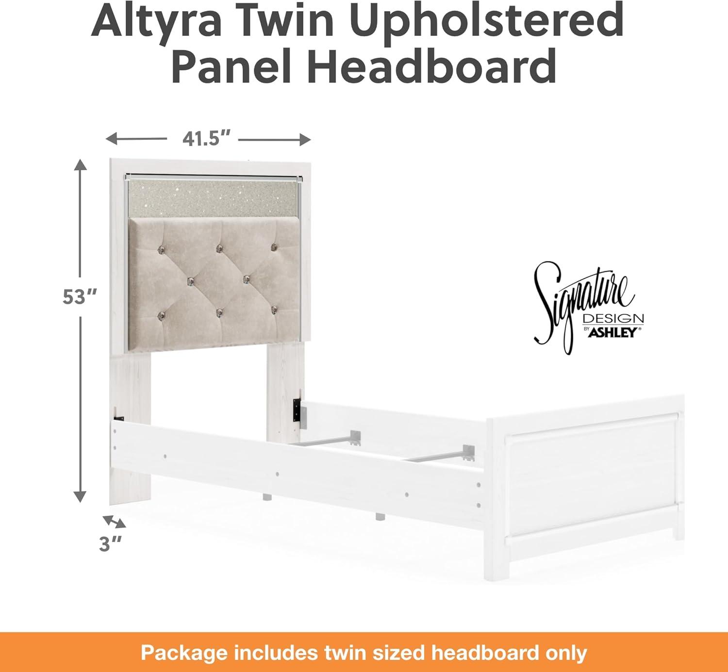 imageSignature Design by Ashley Altyra Modern King Tufted Panel Bookcase Bed Foundation or Box Spring Not Needed WhiteTwin Panel Headboard Only