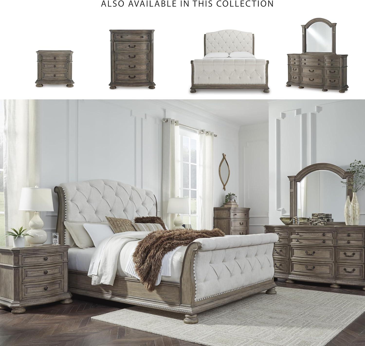imageSignature Design by Ashley Ardenfield Traditional 9Drawer Dresser and Mirror with Safety Stop and FeltLined Top Drawer Dark BrownDresser and Mirror