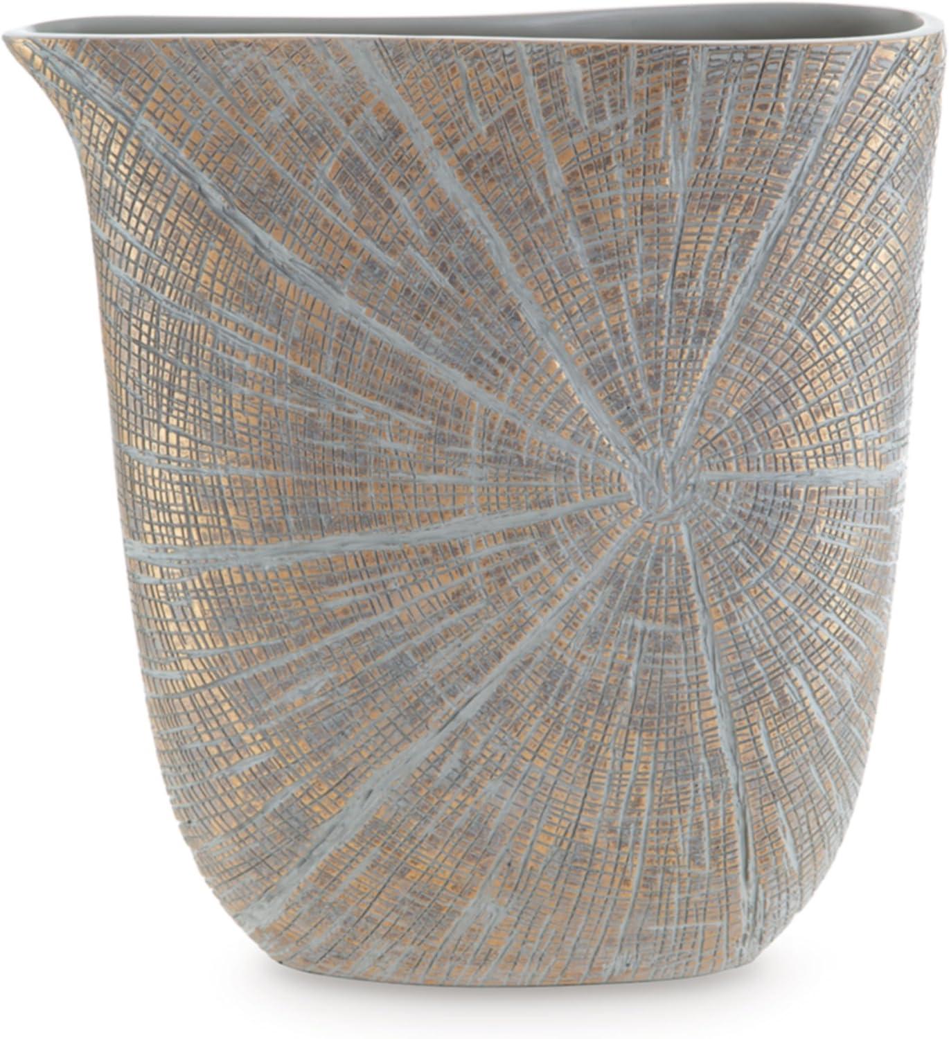 imageSignature Design by Ashley Ardenley Contemporary Starburst Patterned Polyresin 1463 Vase for Home Decor Gray amp MetallicMetallic Gray
