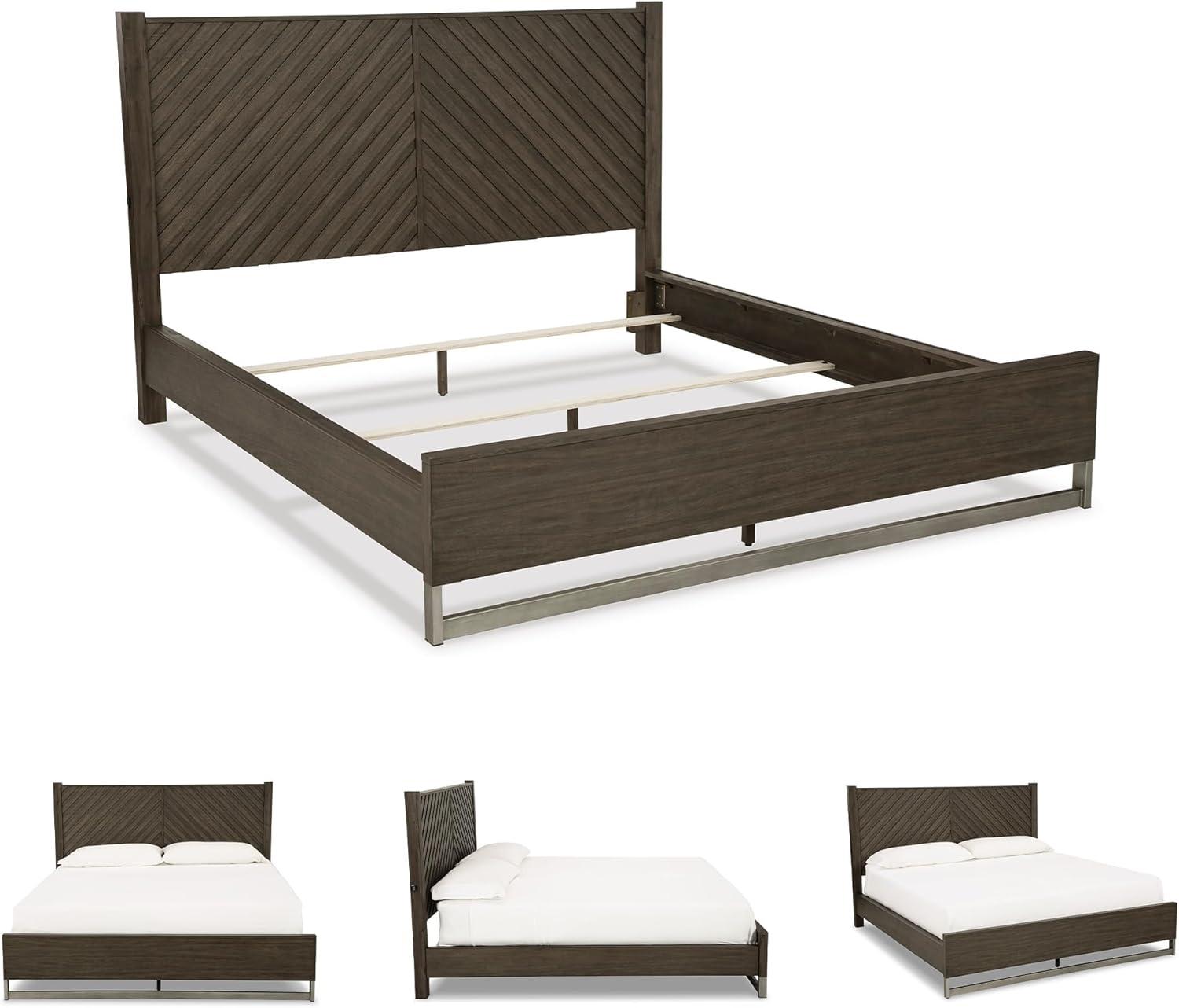imageSignature Design by Ashley Arkenton Contemporary King Panel Bed with Dual USB Charging Ports Foundation or Box Spring Needed Dark BrownKing Panel Bed