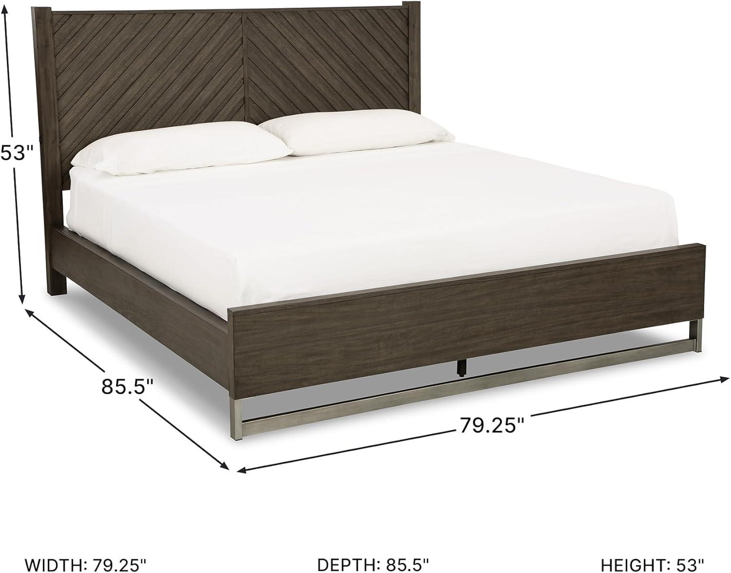 imageSignature Design by Ashley Arkenton Contemporary King Panel Bed with Dual USB Charging Ports Foundation or Box Spring Needed Dark BrownKing Panel Bed