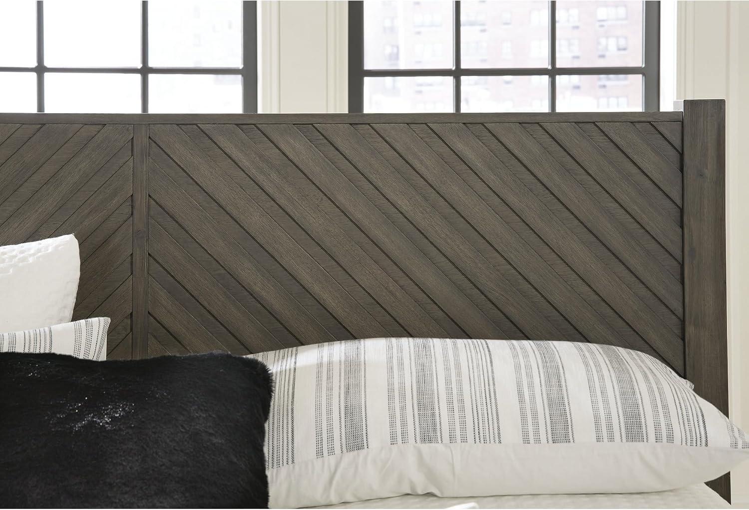 imageSignature Design by Ashley Arkenton Contemporary King Panel Bed with Dual USB Charging Ports Foundation or Box Spring Needed Dark BrownKing Panel Bed