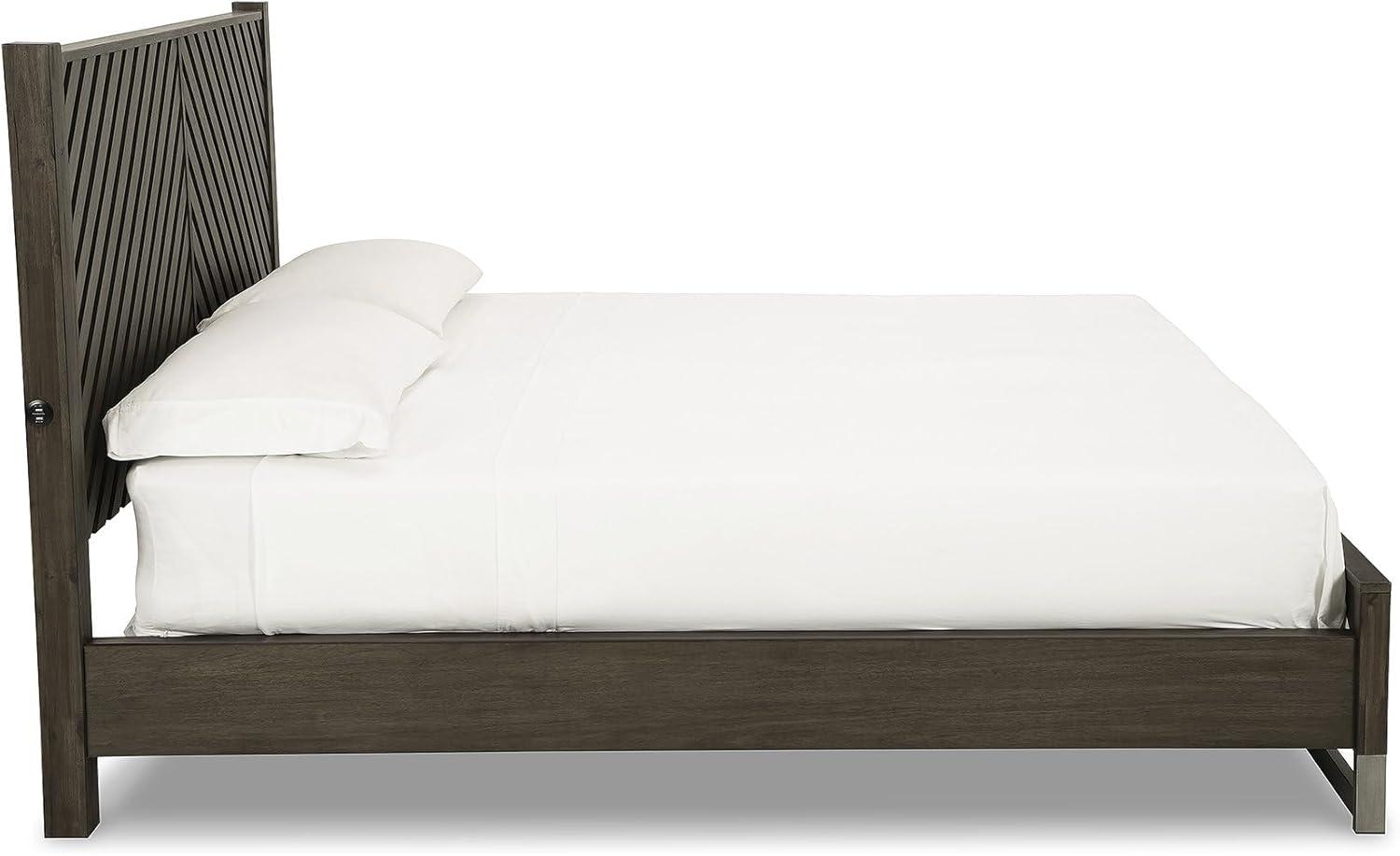 imageSignature Design by Ashley Arkenton Contemporary King Panel Bed with Dual USB Charging Ports Foundation or Box Spring Needed Dark BrownKing Panel Bed