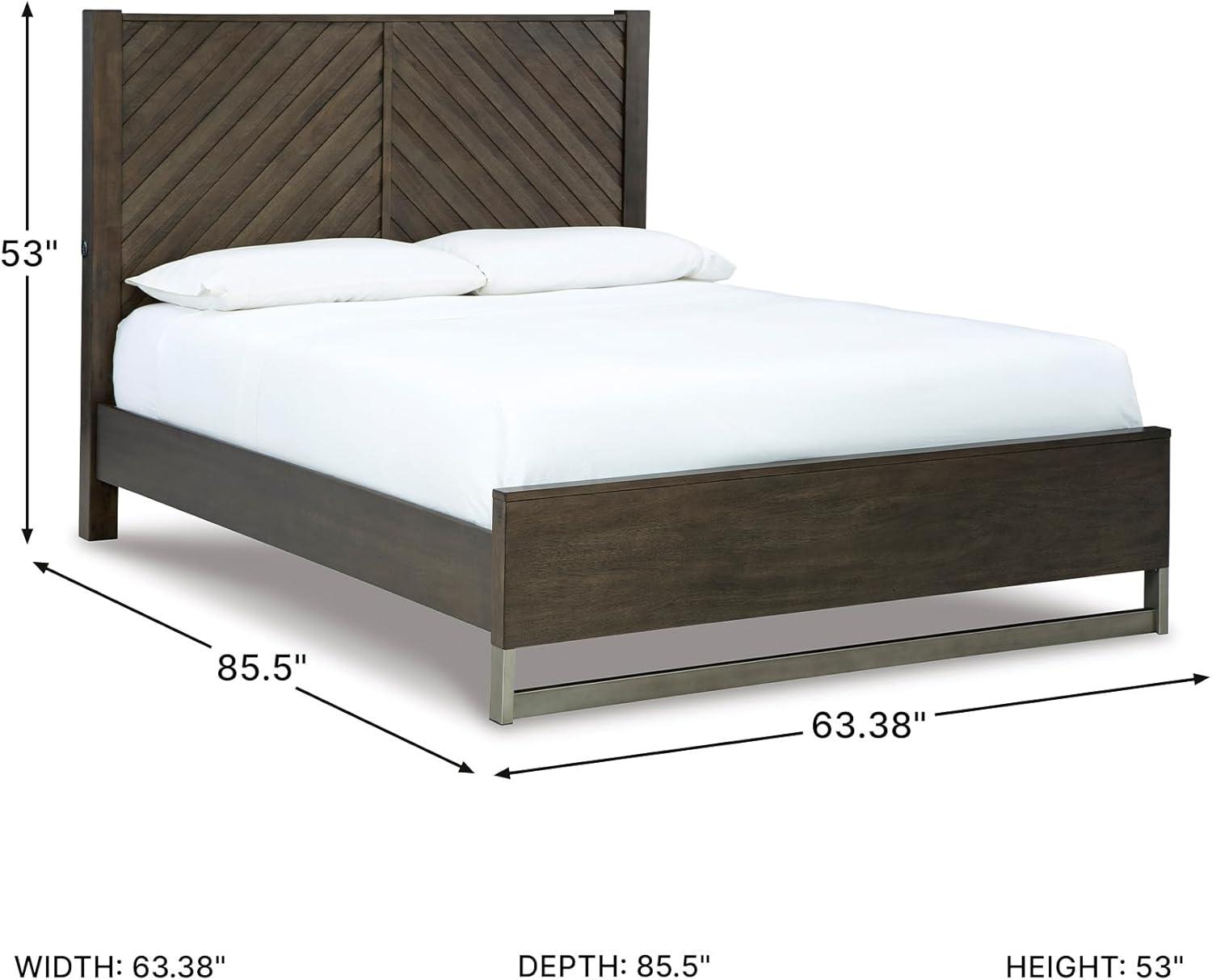 imageSignature Design by Ashley Arkenton Contemporary King Panel Bed with Dual USB Charging Ports Foundation or Box Spring Needed Dark BrownQueen Panel Bed