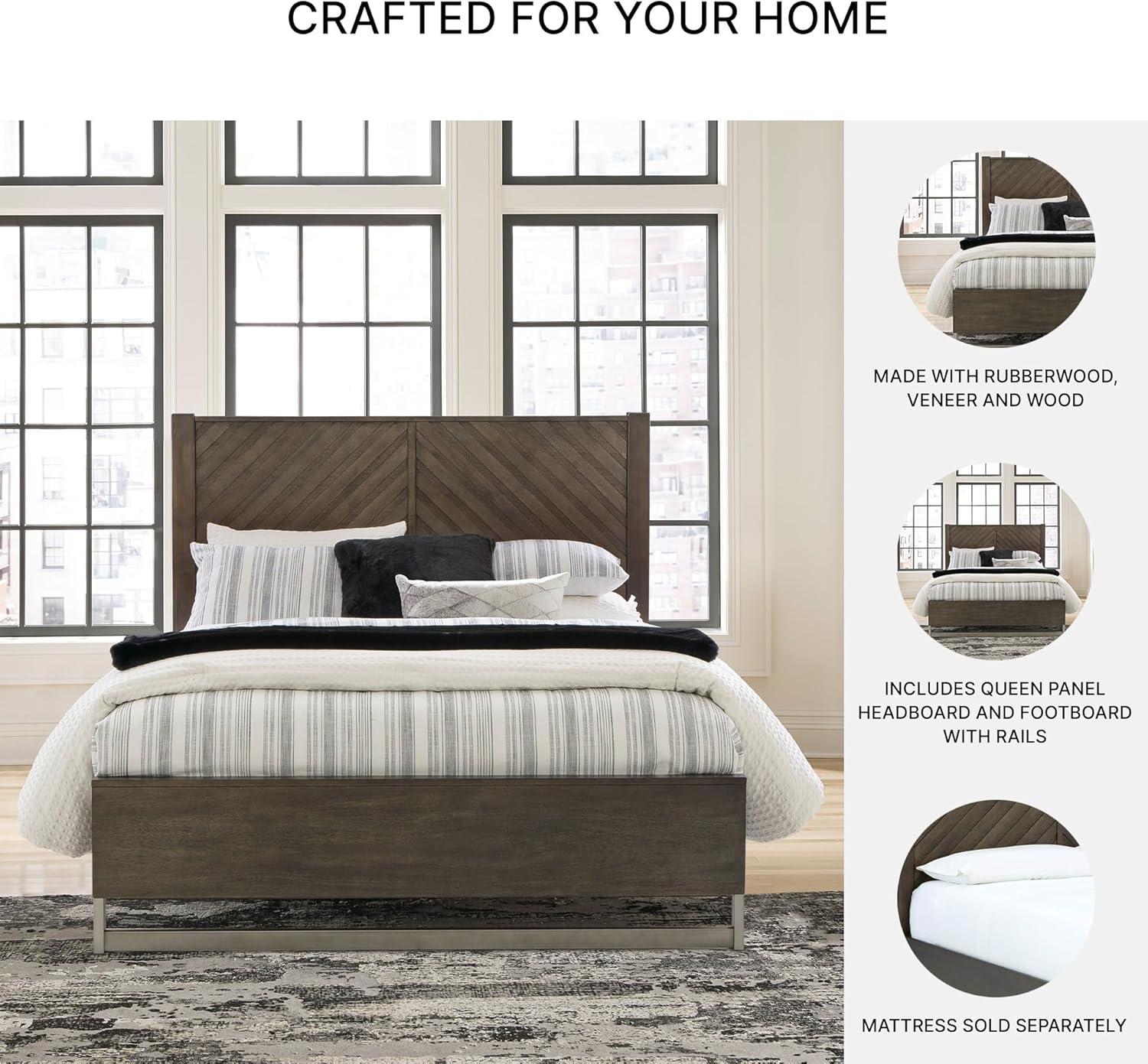 imageSignature Design by Ashley Arkenton Contemporary King Panel Bed with Dual USB Charging Ports Foundation or Box Spring Needed Dark BrownQueen Panel Bed