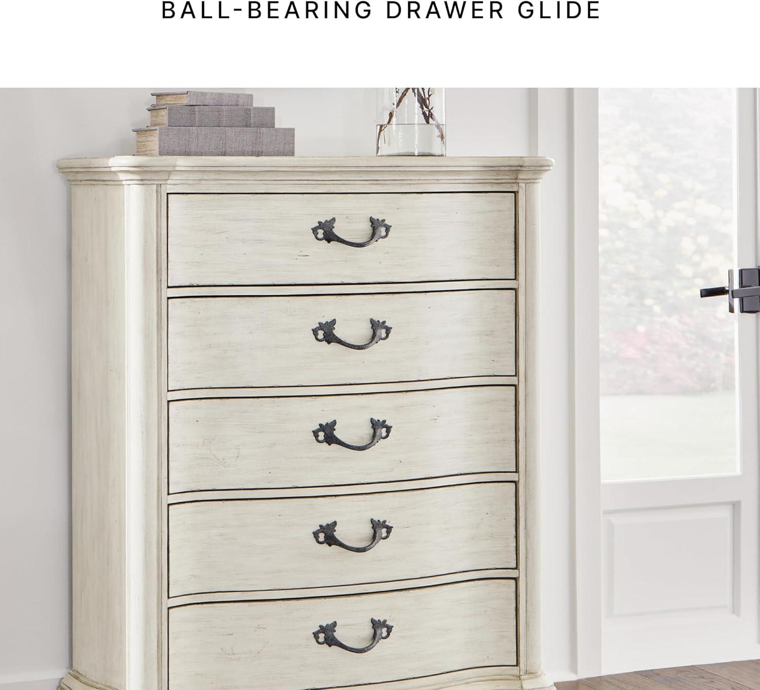 imageSignature Design by Ashley Arlendyne French Country Tufted California King Upholstered Bed Foundation or Box Spring Needed White5 Drawer Chest