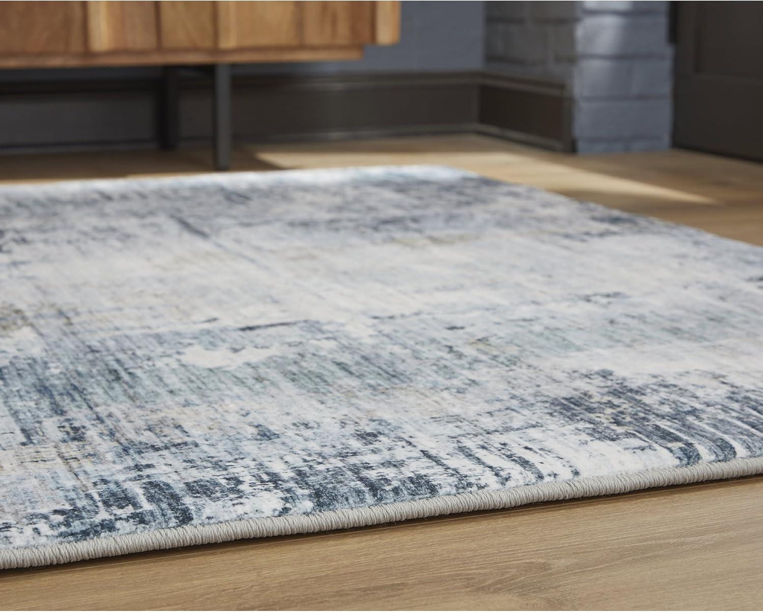imageSignature Design by Ashley Arlenmont Contemporary Indoor Geometric Rectangular 5 x 7 Area Rug Blue amp White5 x 7 Rectangular