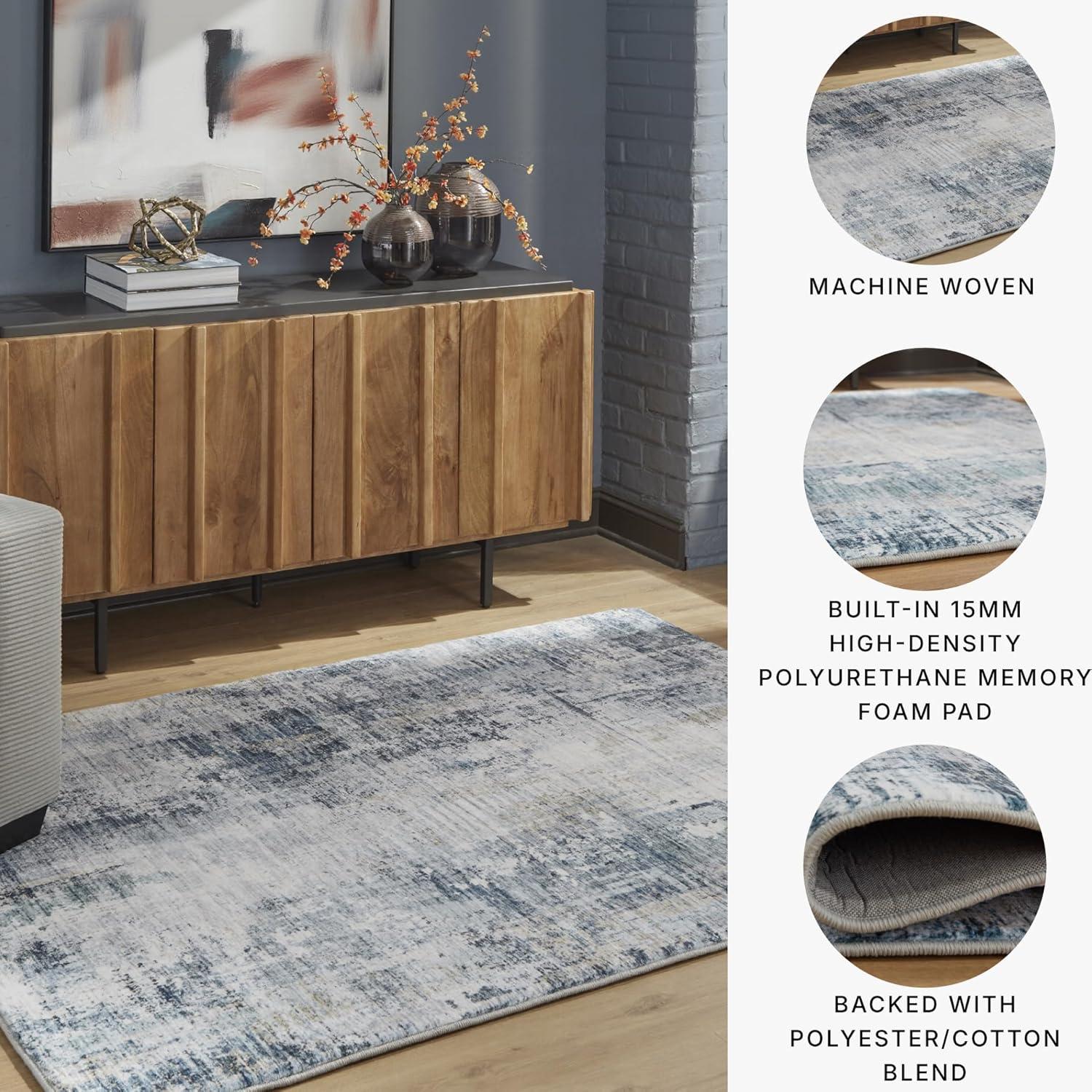 imageSignature Design by Ashley Arlenmont Contemporary Indoor Geometric Rectangular 5 x 7 Area Rug Blue amp White5 x 7 Rectangular